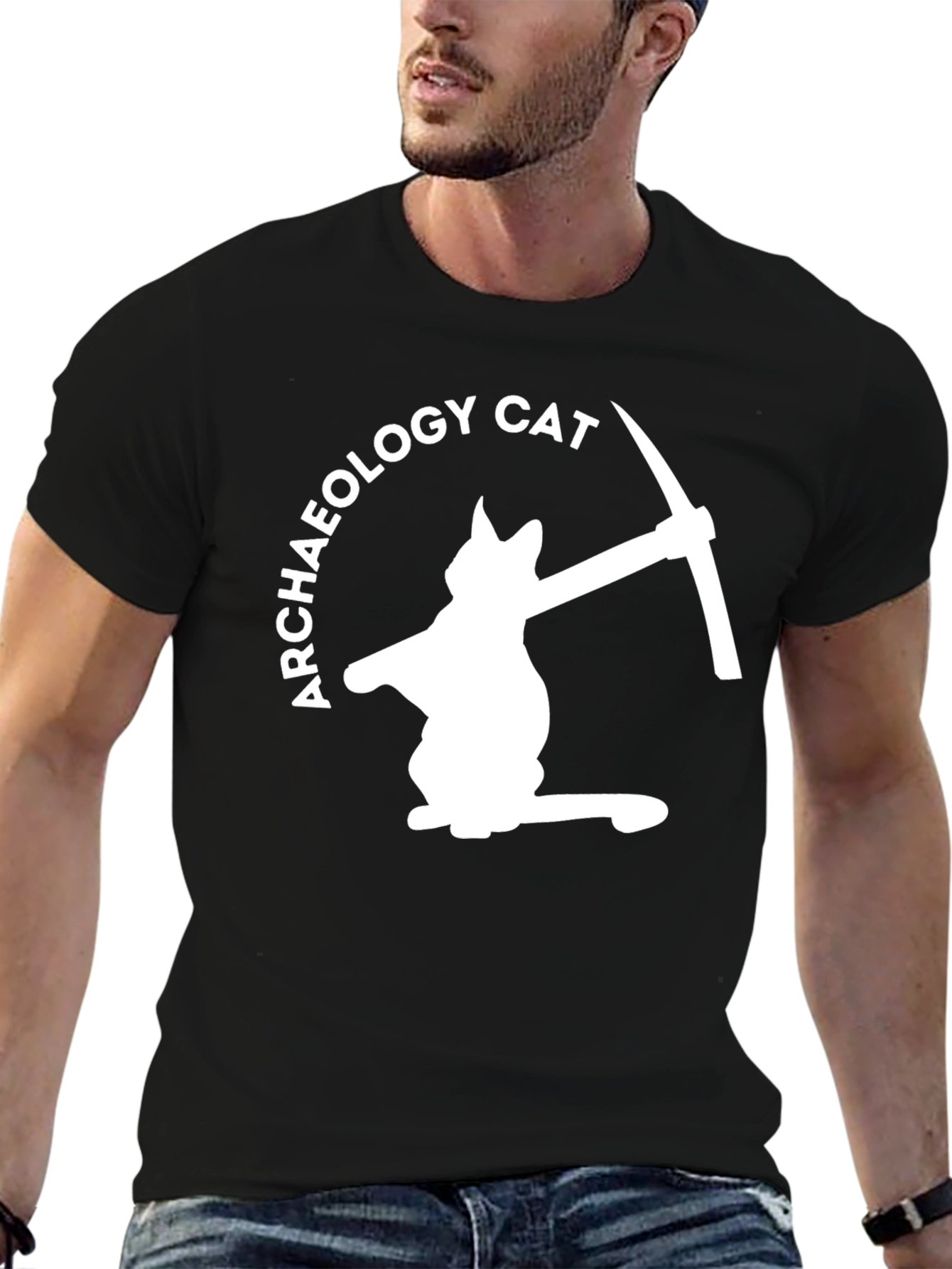 Archaeology Cat T-Shirt - Humorous Dig Design