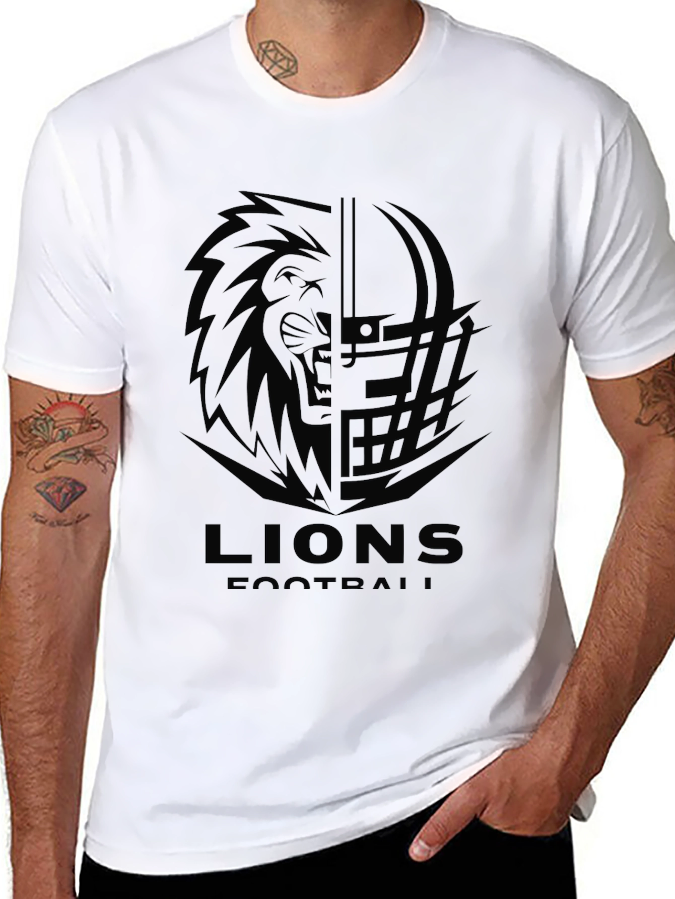 Lions Football Graphic Tee - Black