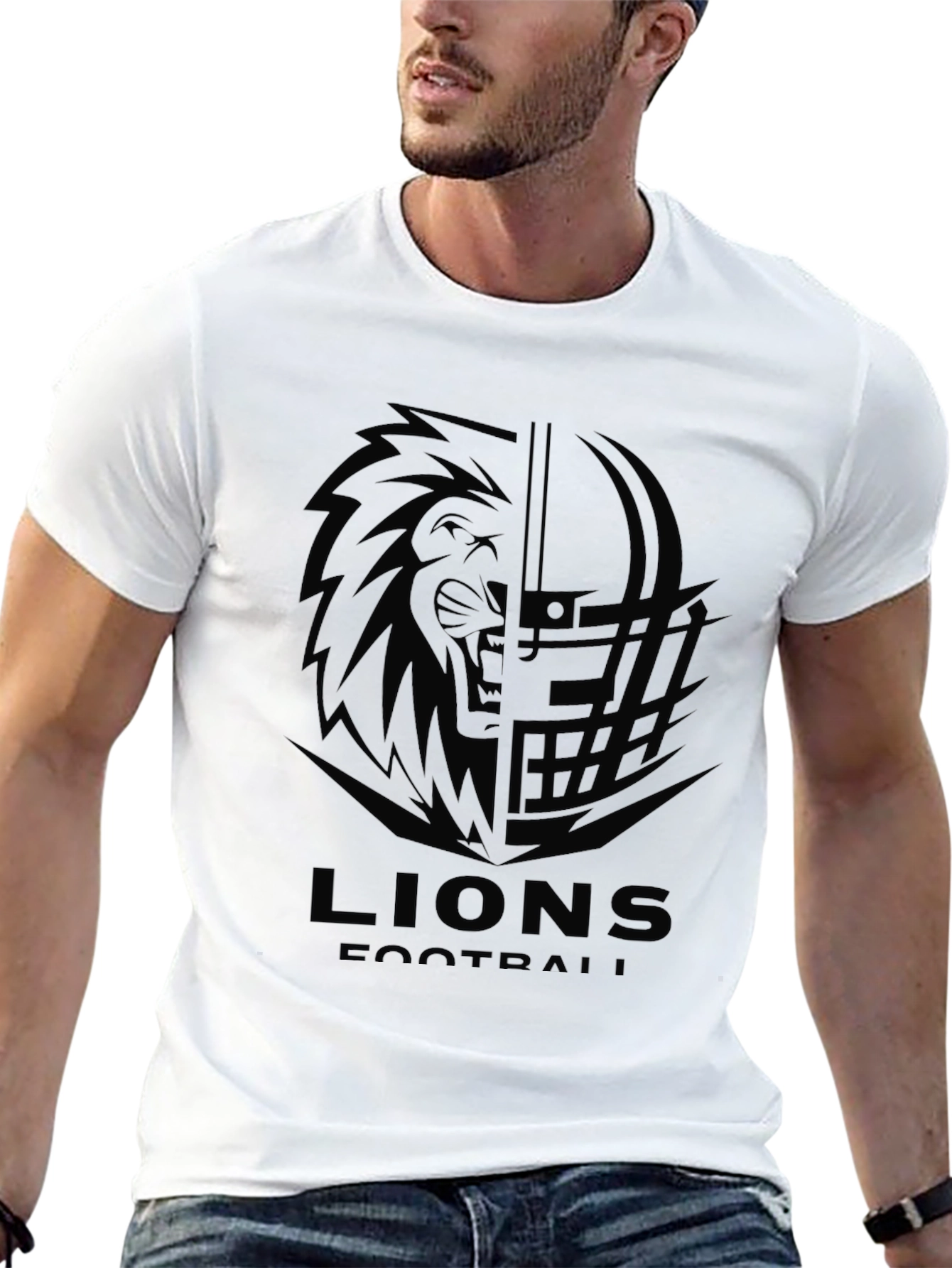 Lions Football Graphic Tee - Black