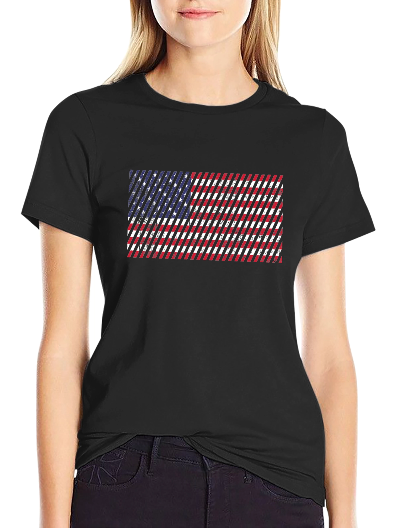 American Flag Distressed Graphic T-Shirt