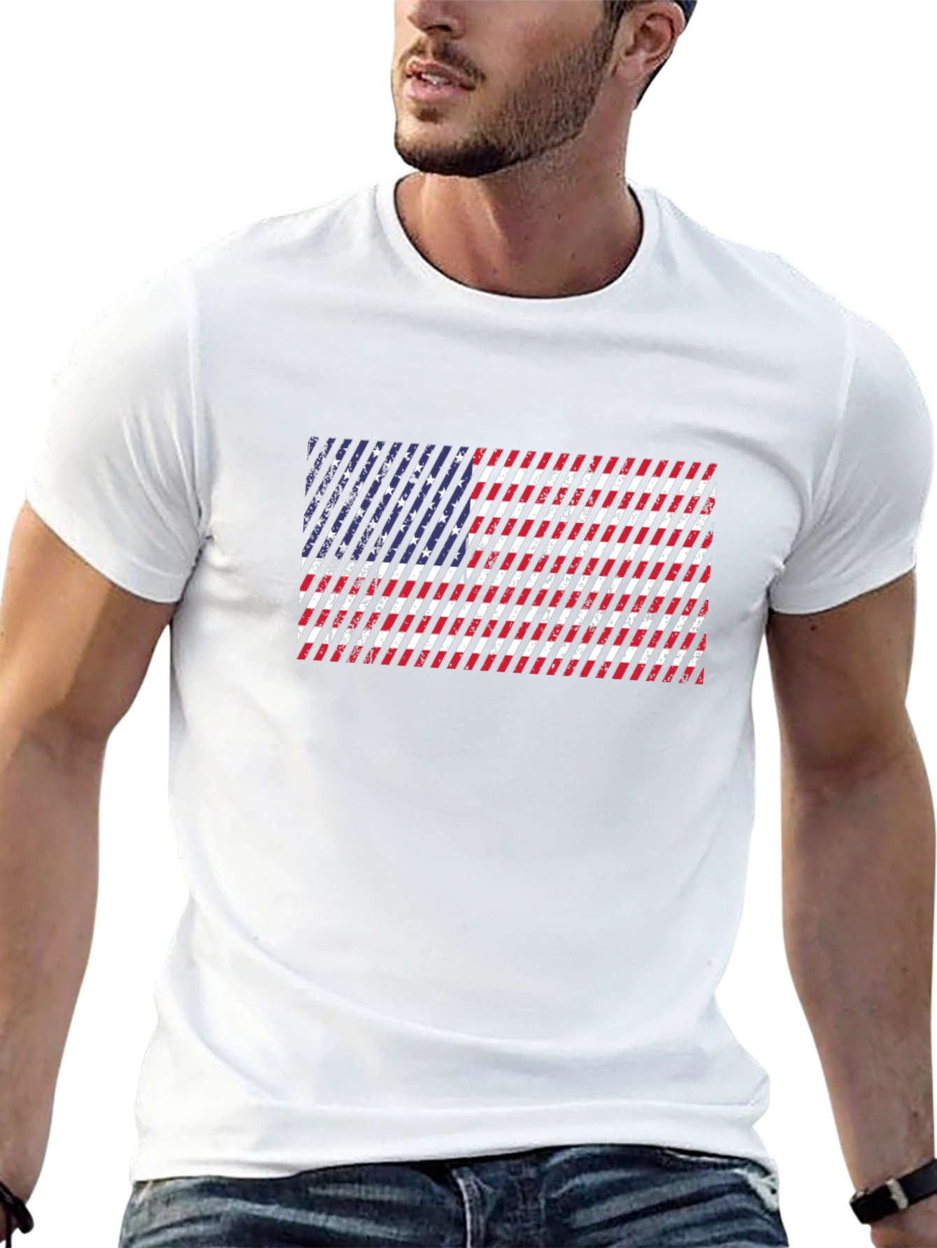 American Flag Distressed Graphic T-Shirt