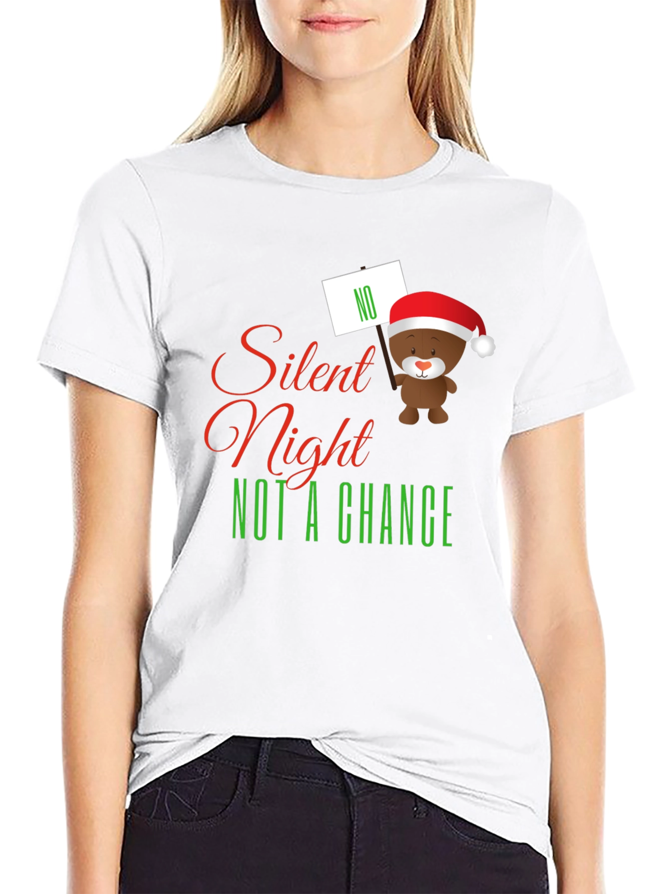 Silent Night NOT A CHANCE Funny Christmas Graphic Tee