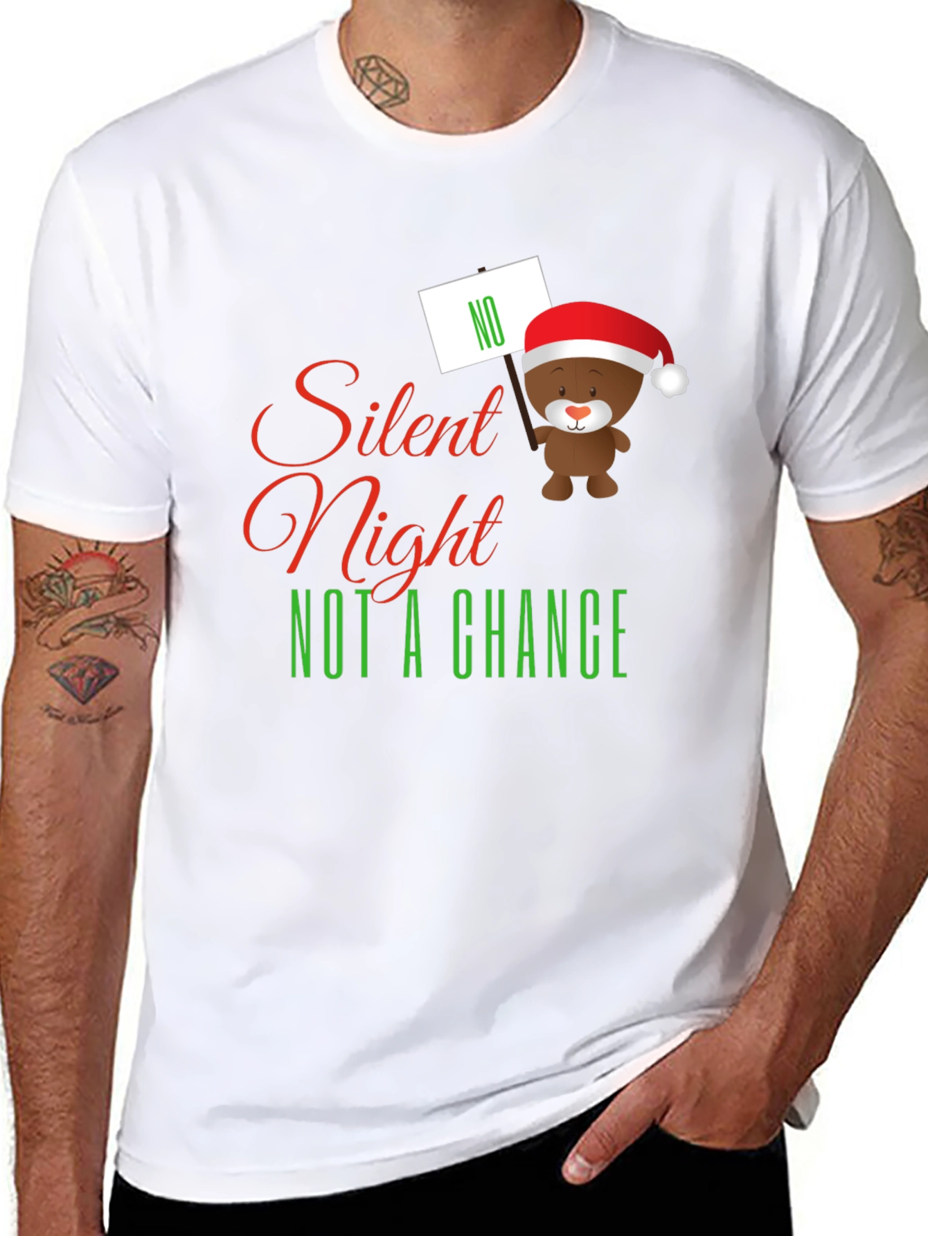 Silent Night NOT A CHANCE Funny Christmas Graphic Tee