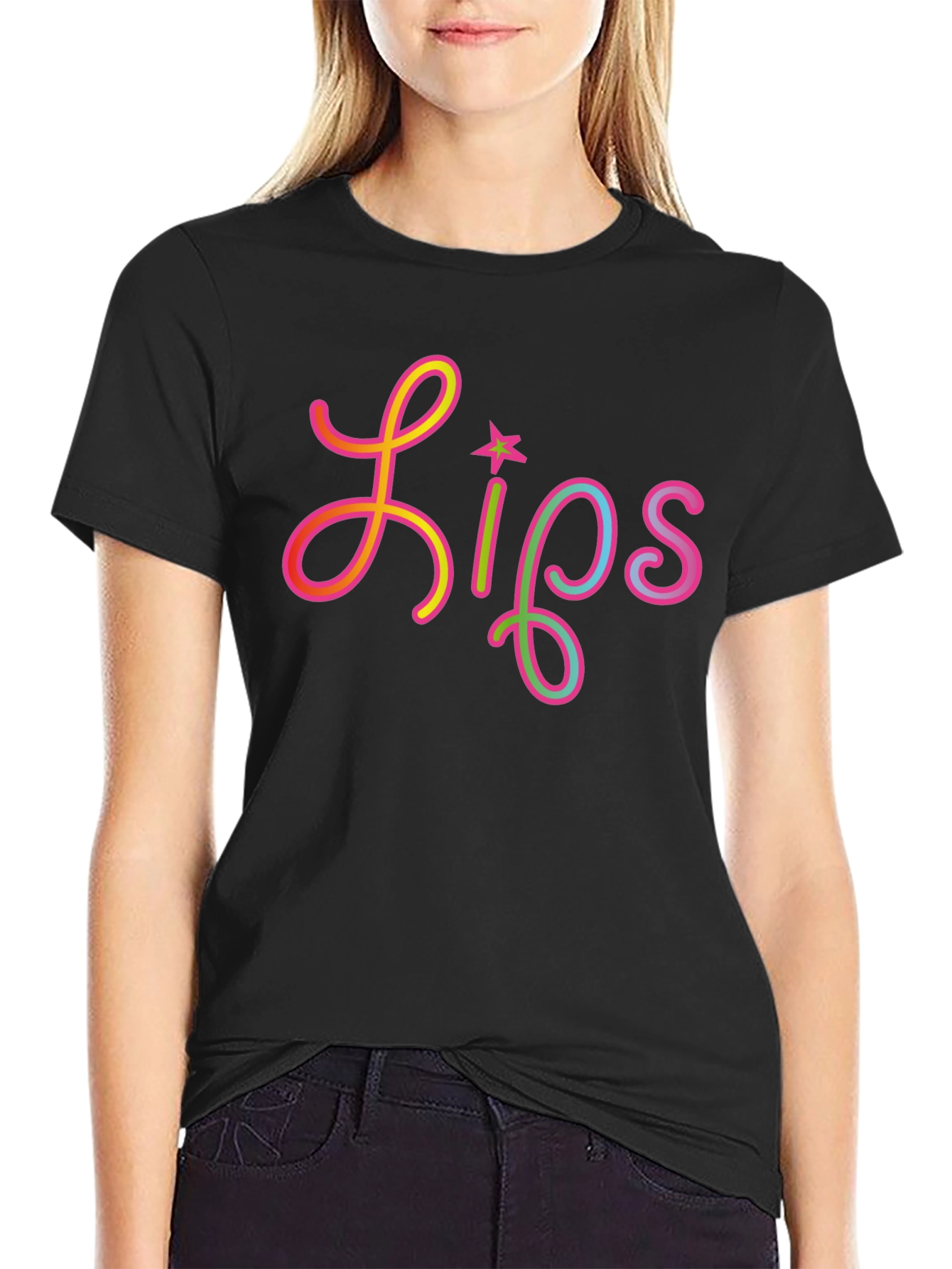 Lips Graphic Black Tee