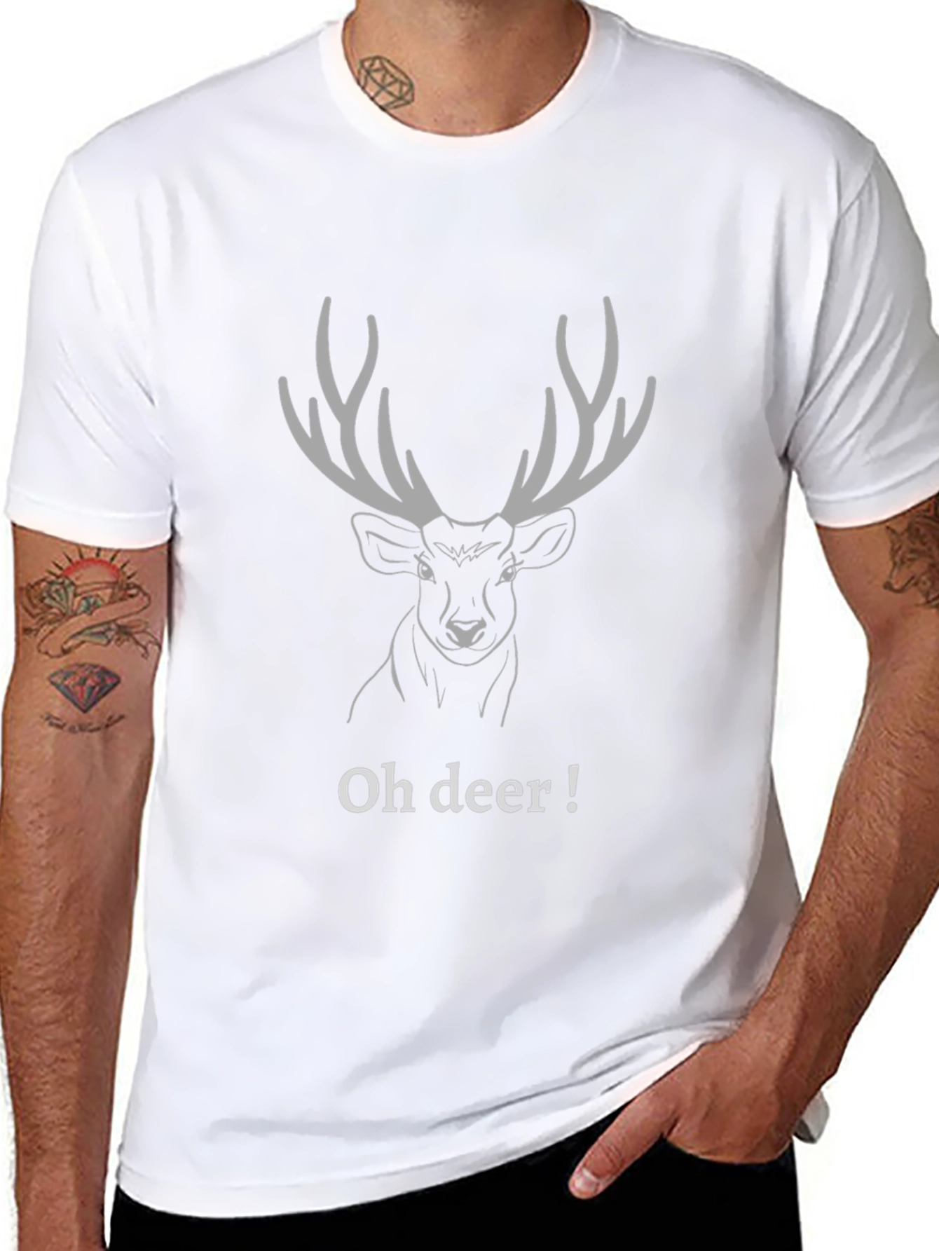 Oh Deer! Graphic Print Black T-Shirt