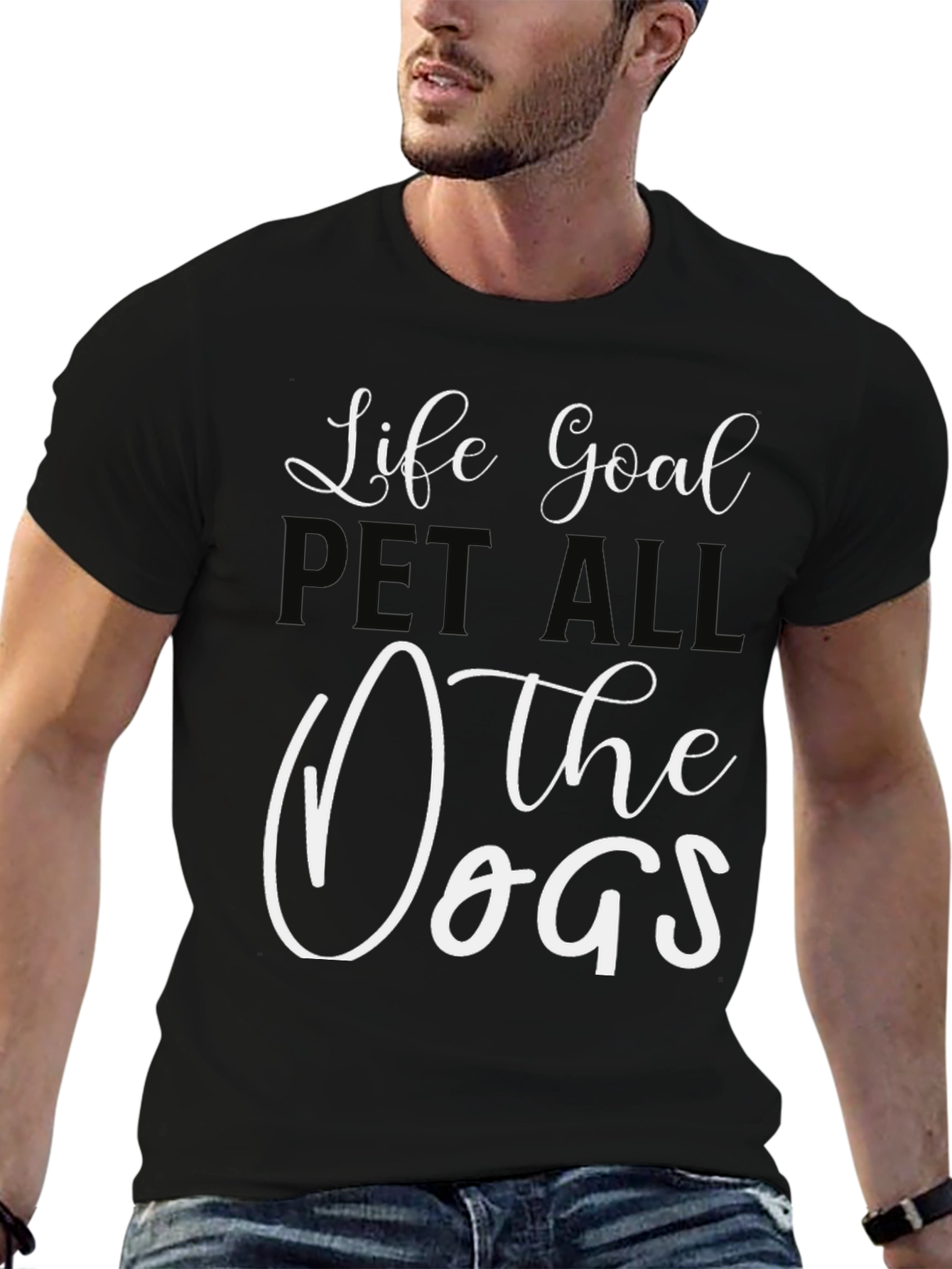 Life Goal: Pet All the Dogs Black T-Shirt