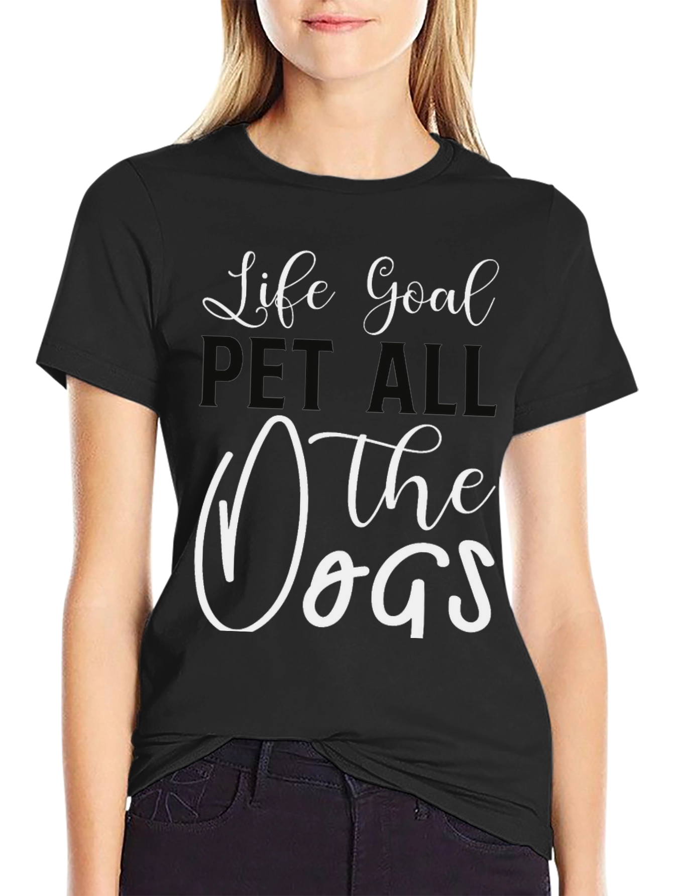 Life Goal: Pet All the Dogs Black T-Shirt