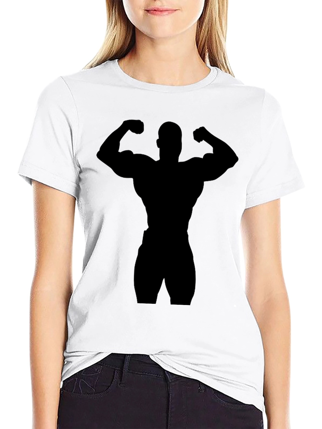 Bodybuilder Silhouette Black T-Shirt - Gym Workout Apparel