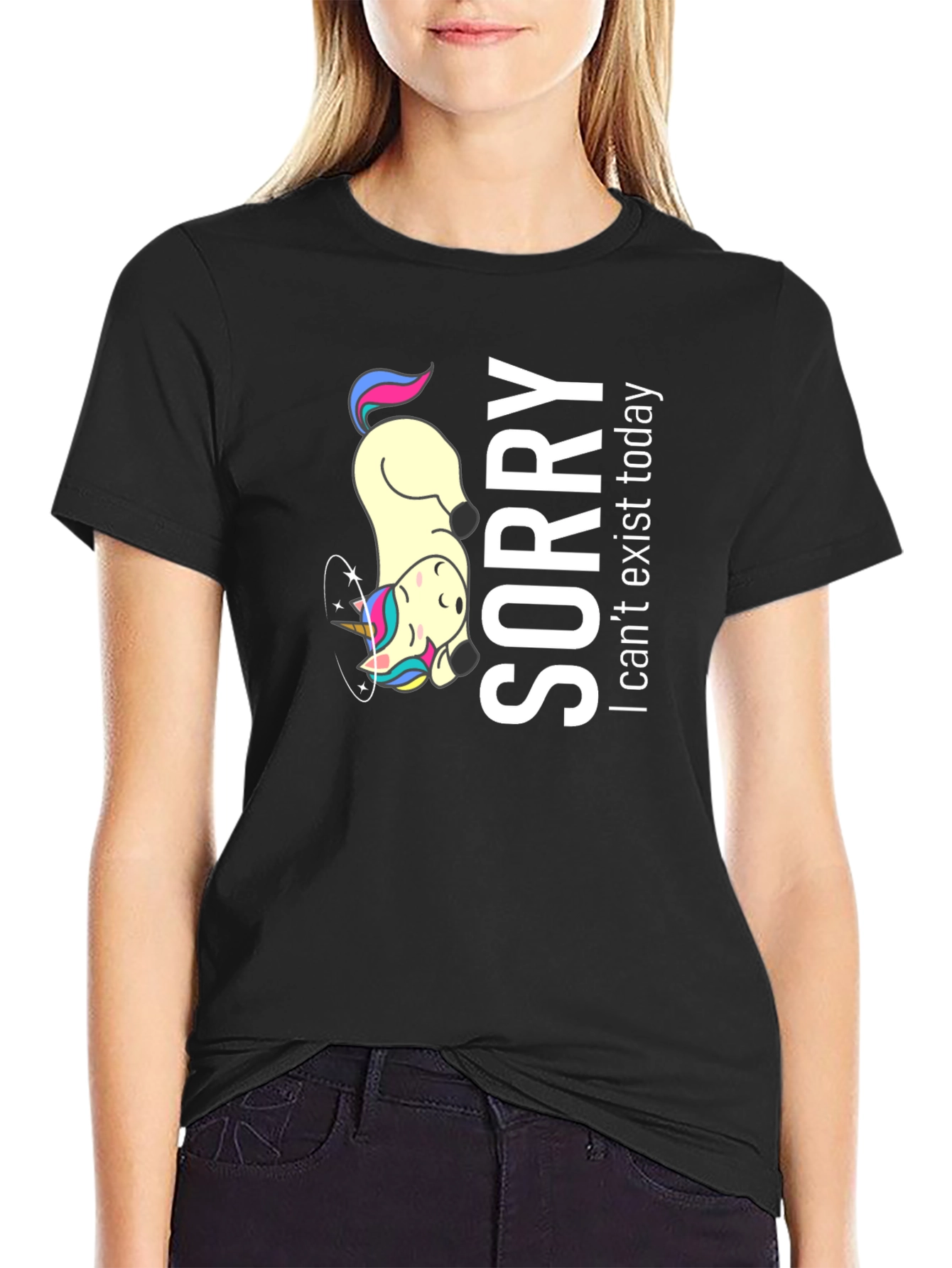 Sorry I Cant Exist Today Black T-Shirt