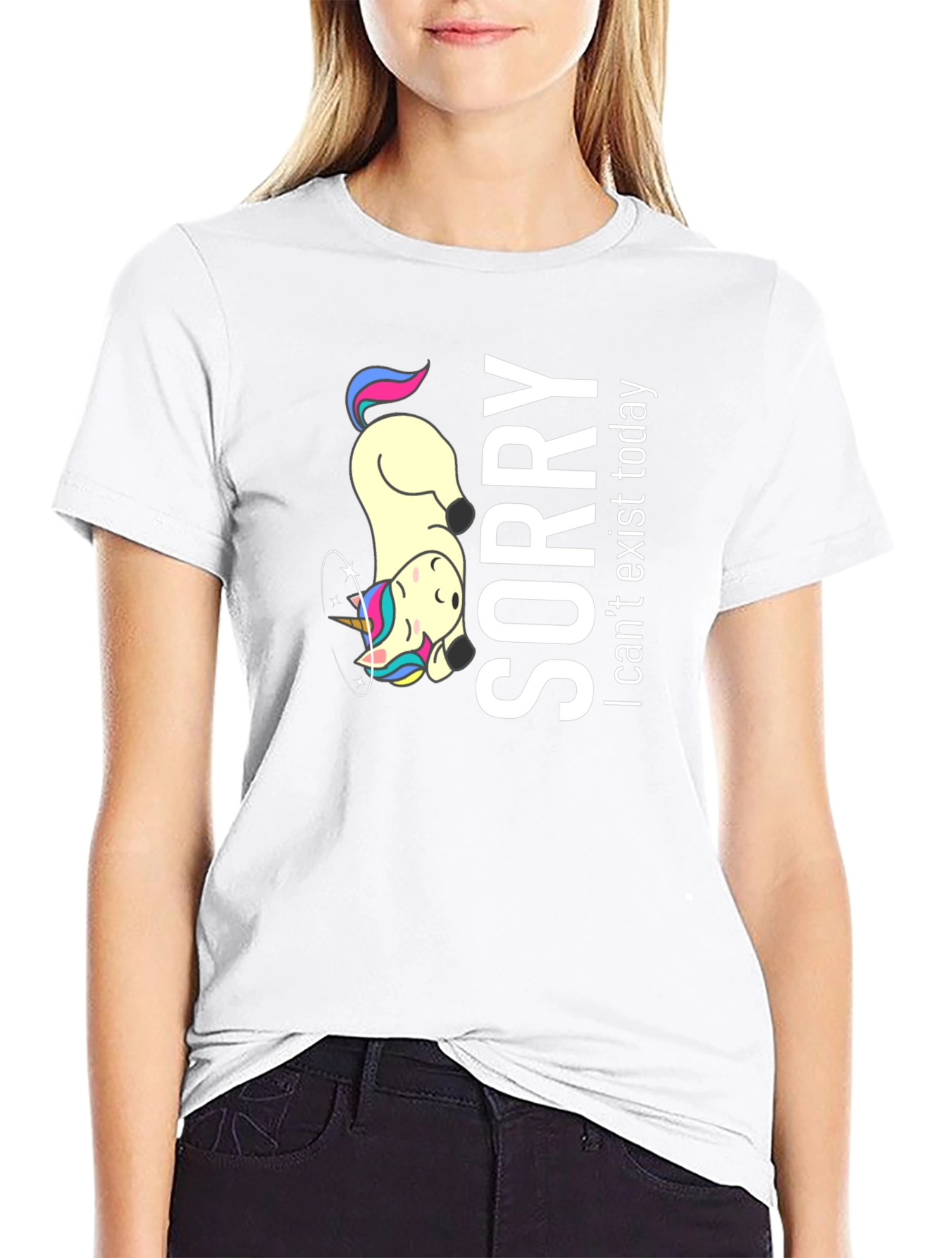 Sorry I Cant Exist Today Black T-Shirt