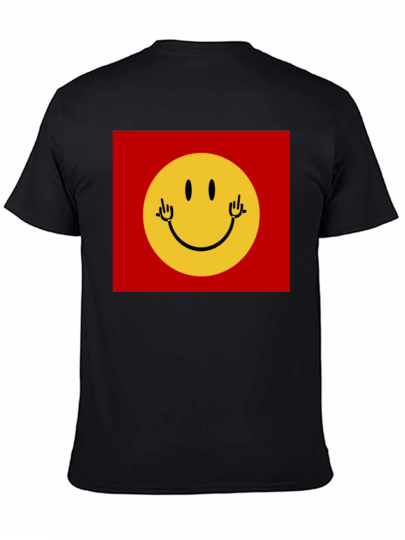 Smiley Face Graphic Tee - Black