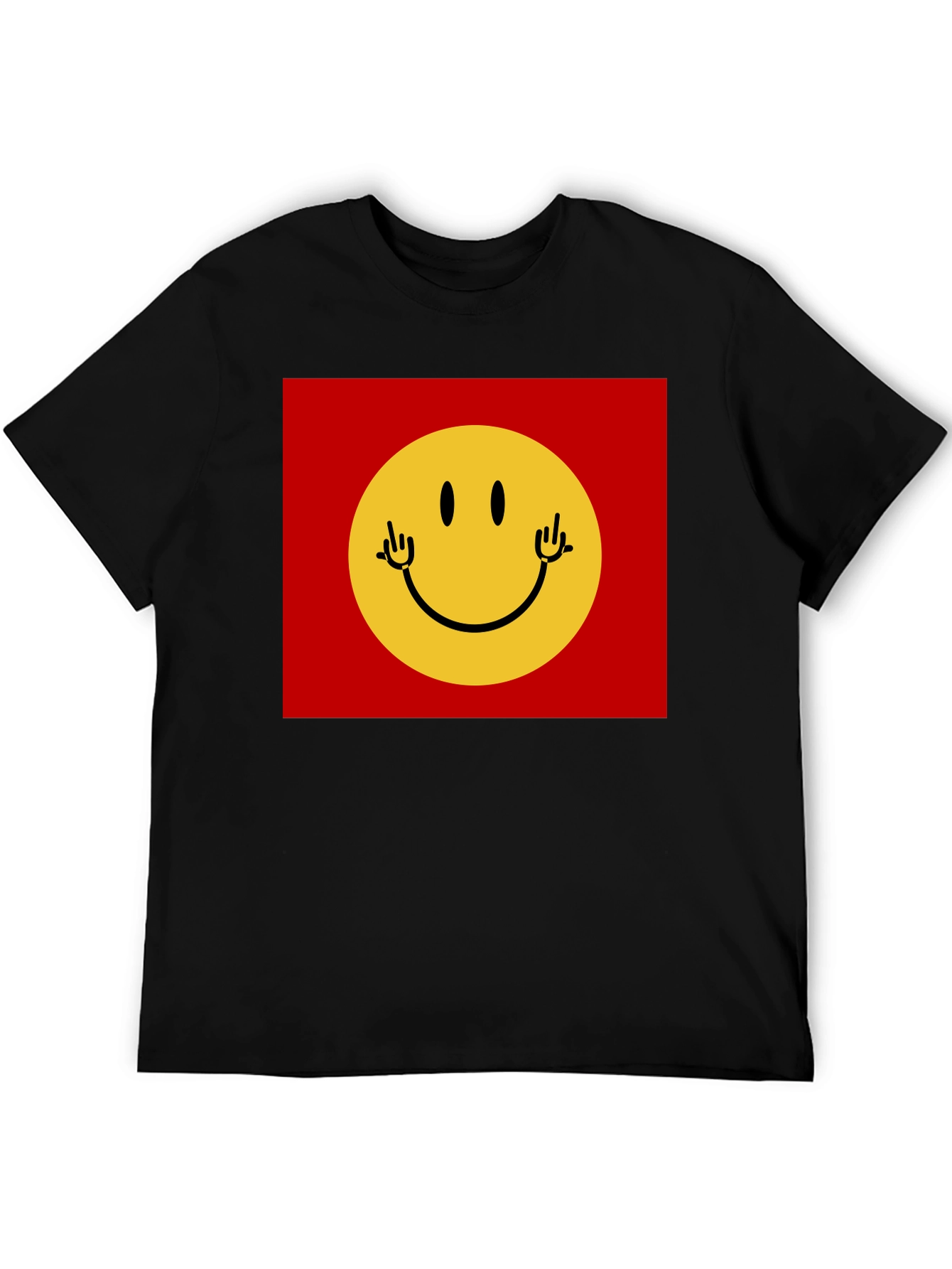 Smiley Face Graphic Tee - Black