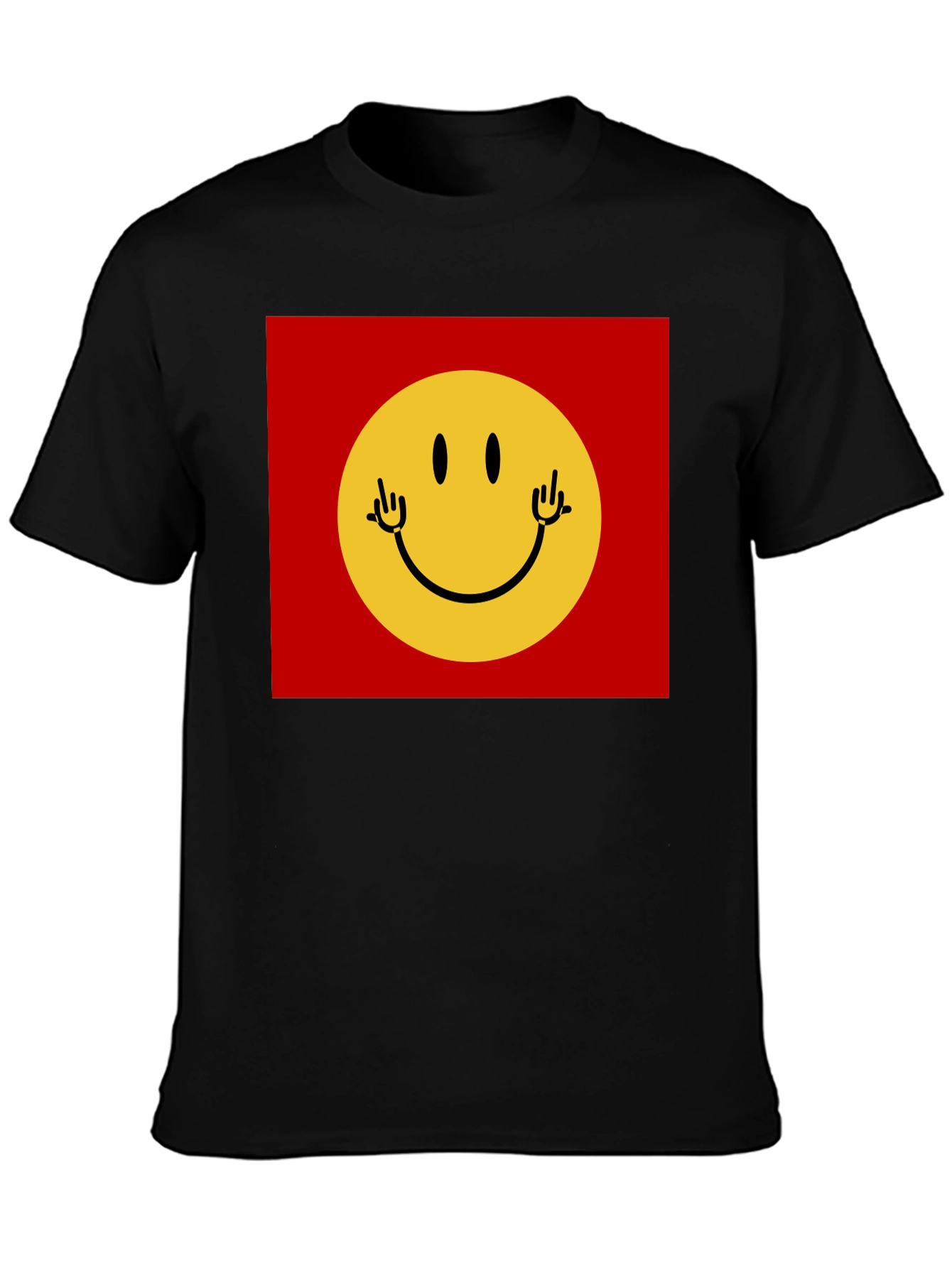 Smiley Face Graphic Tee - Black