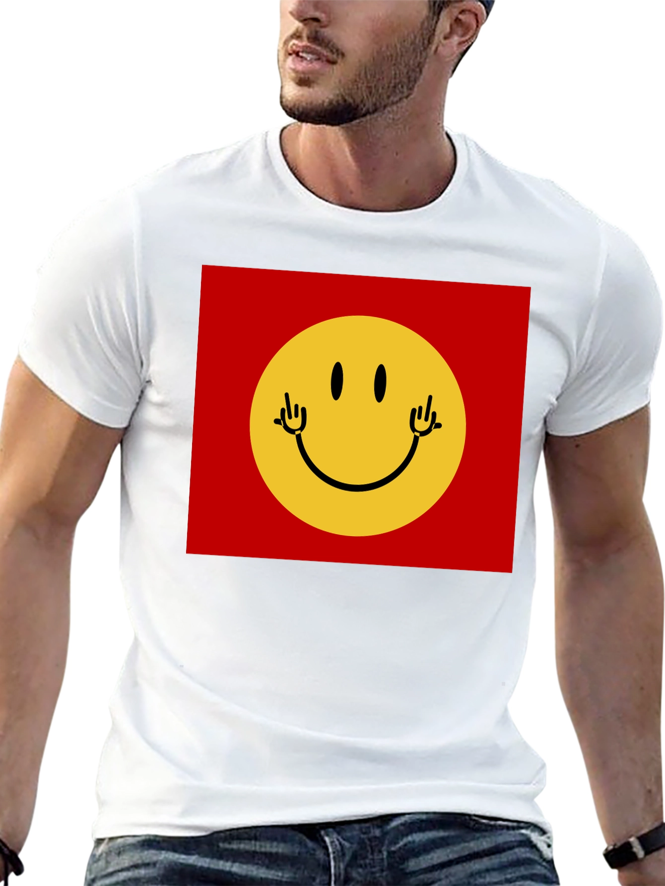 Smiley Face Graphic Tee - Black