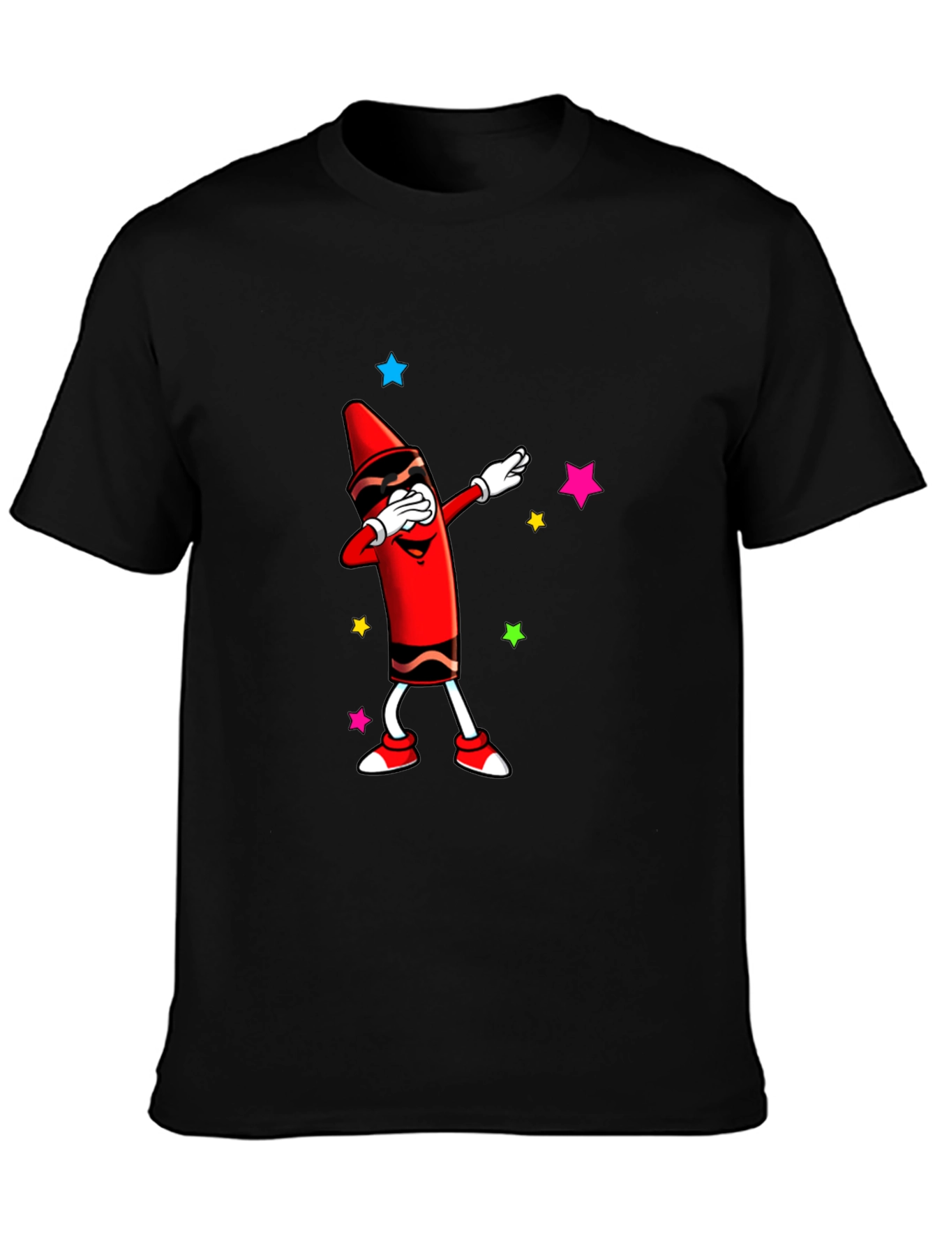 Dabbing Crayon Graphic Tee - Black Casual Top