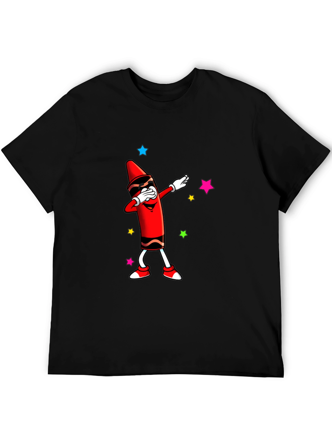 Dabbing Crayon Graphic Tee - Black Casual Top