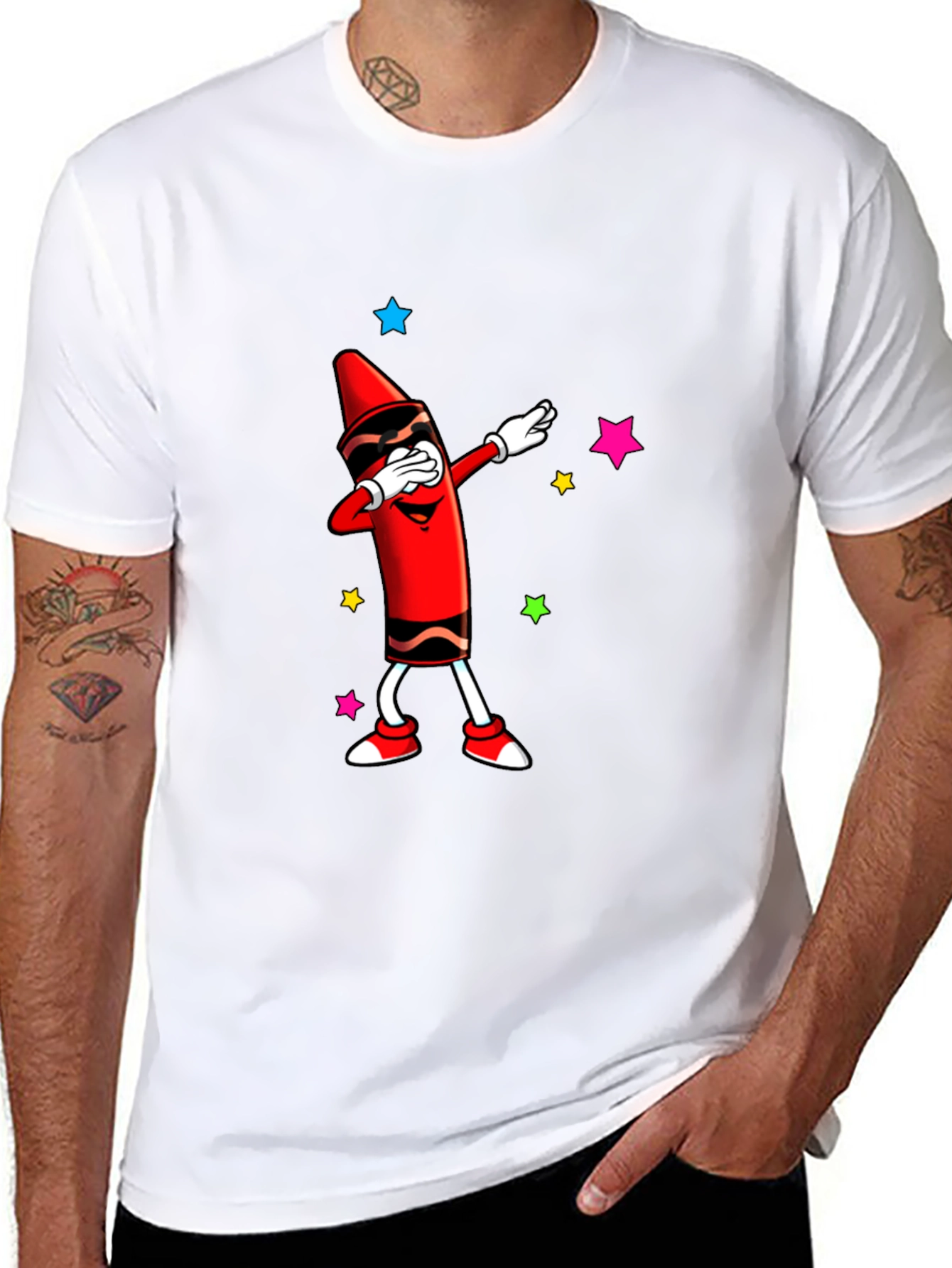 Dabbing Crayon Graphic Tee - Black Casual Top