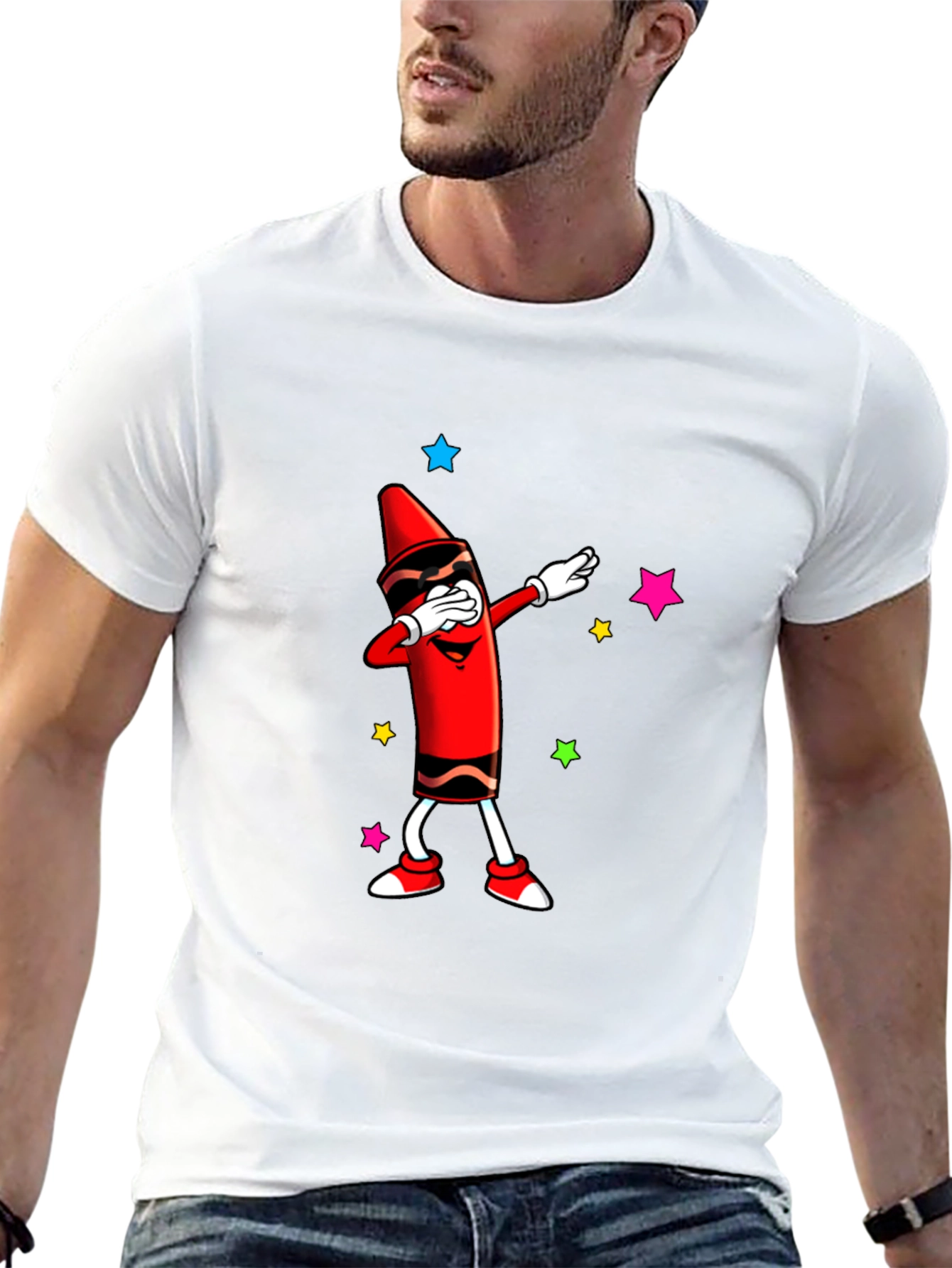 Dabbing Crayon Graphic Tee - Black Casual Top