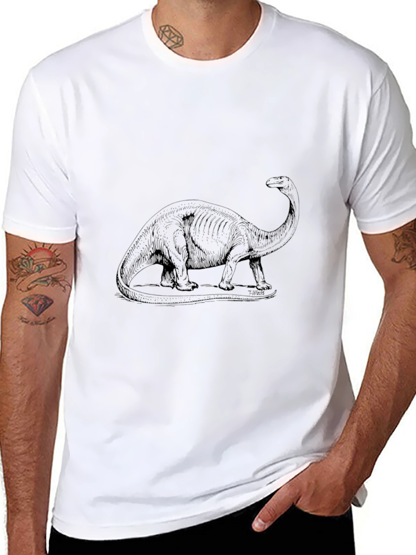 Dinosaur Graphic Print Crew Neck T-Shirt
