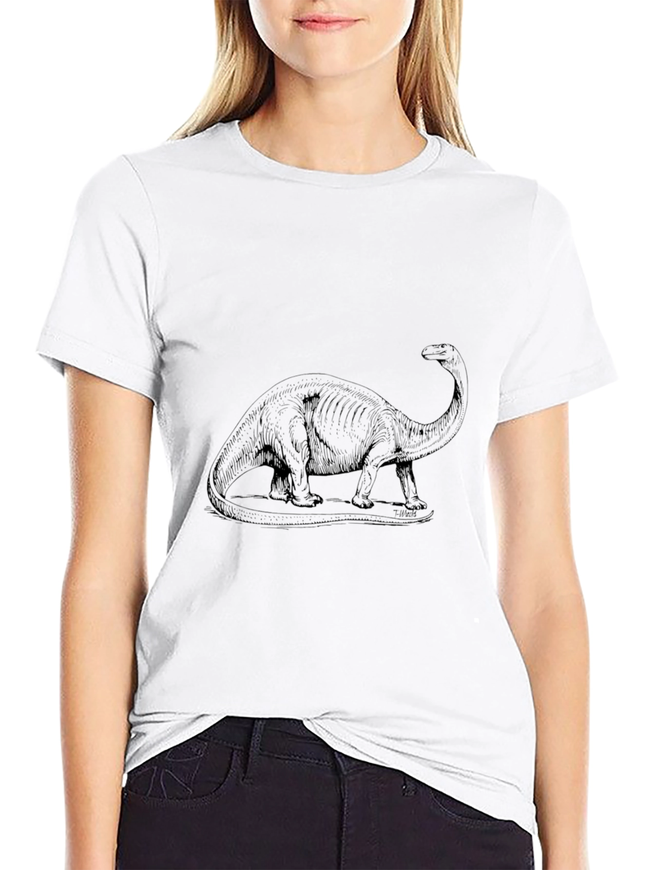 Dinosaur Graphic Print Crew Neck T-Shirt