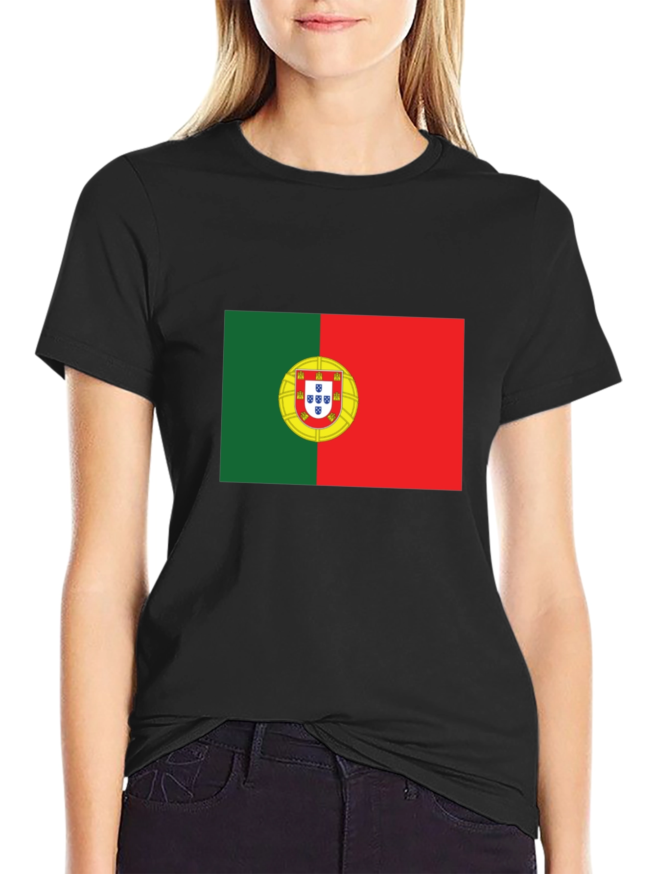 Portugal Flag Graphic T-Shirt - Black
