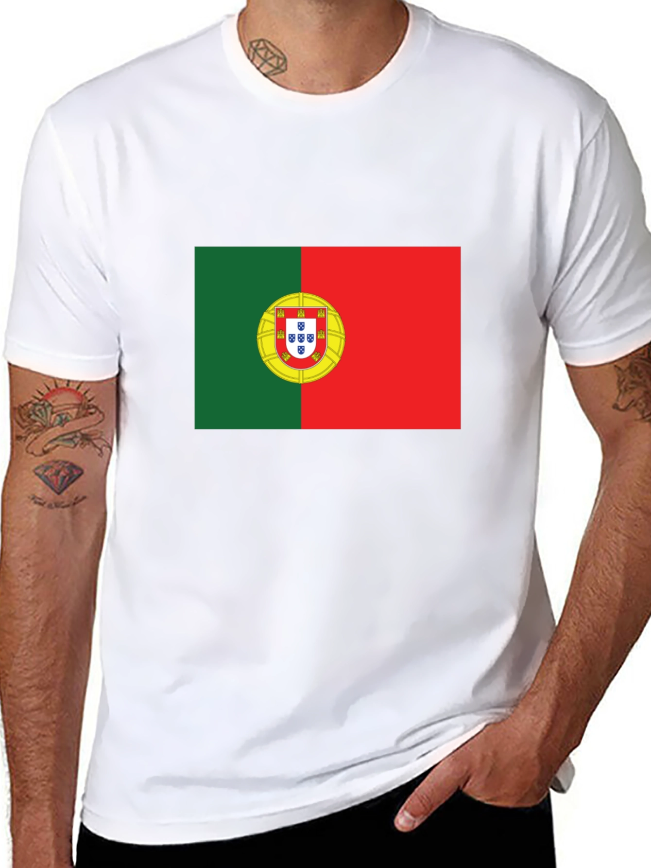 Portugal Flag Graphic T-Shirt - Black