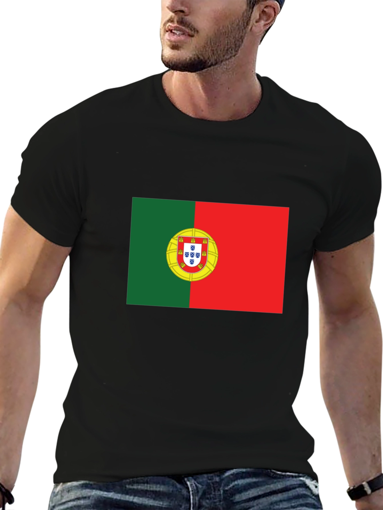 Portugal Flag Graphic T-Shirt - Black