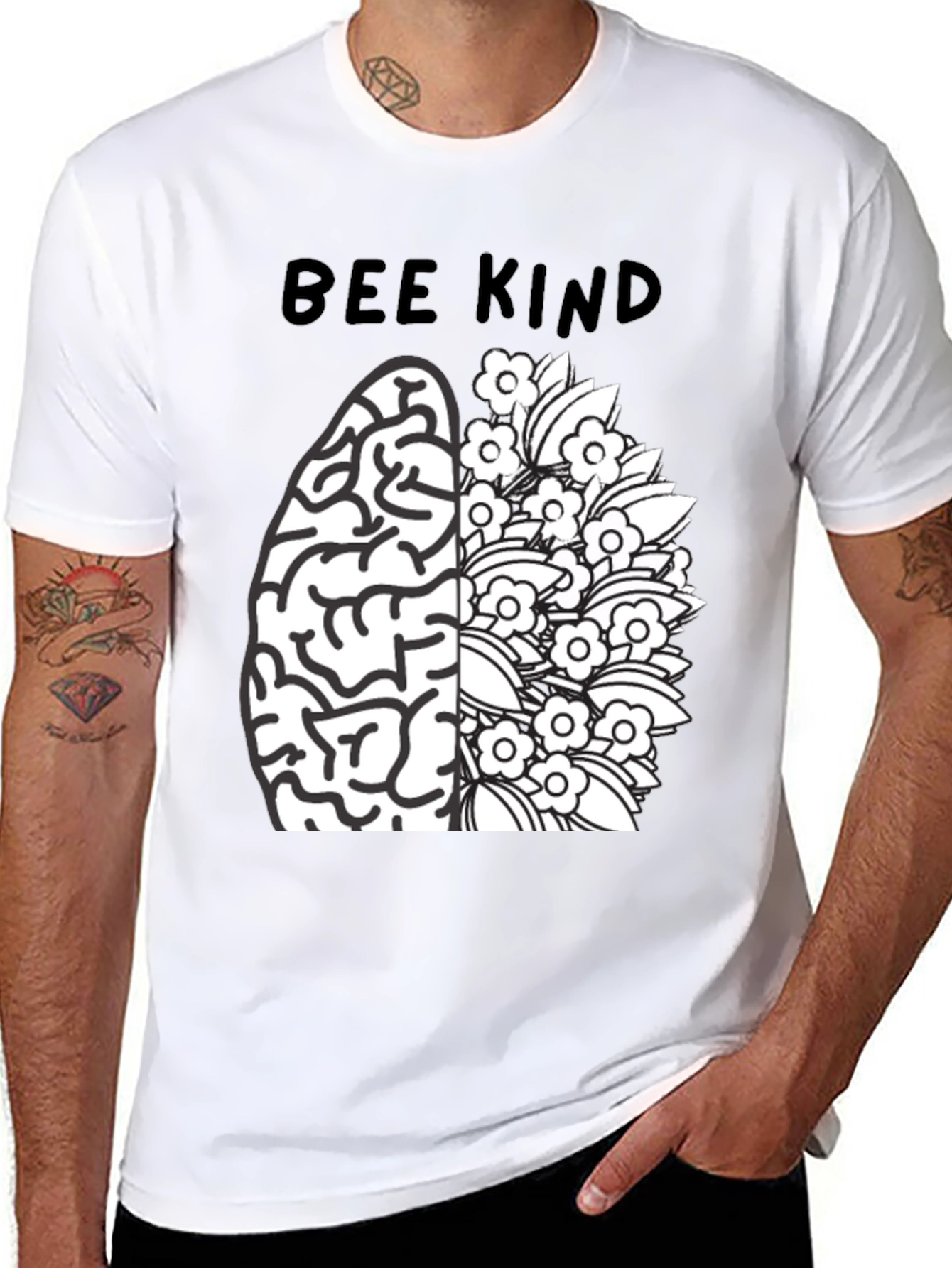 Bee Kind Brain Flower T-Shirt