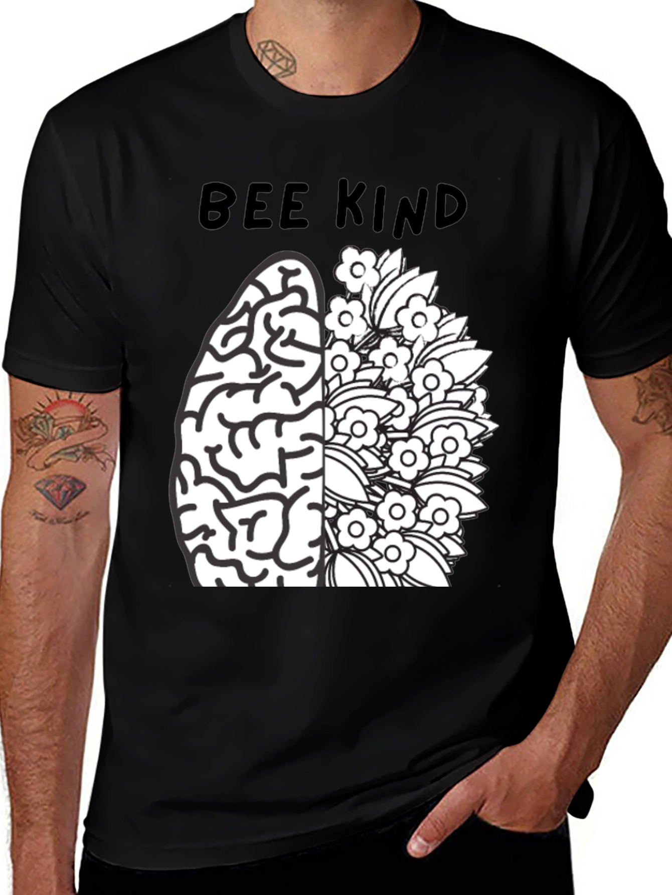 Bee Kind Brain Flower T-Shirt