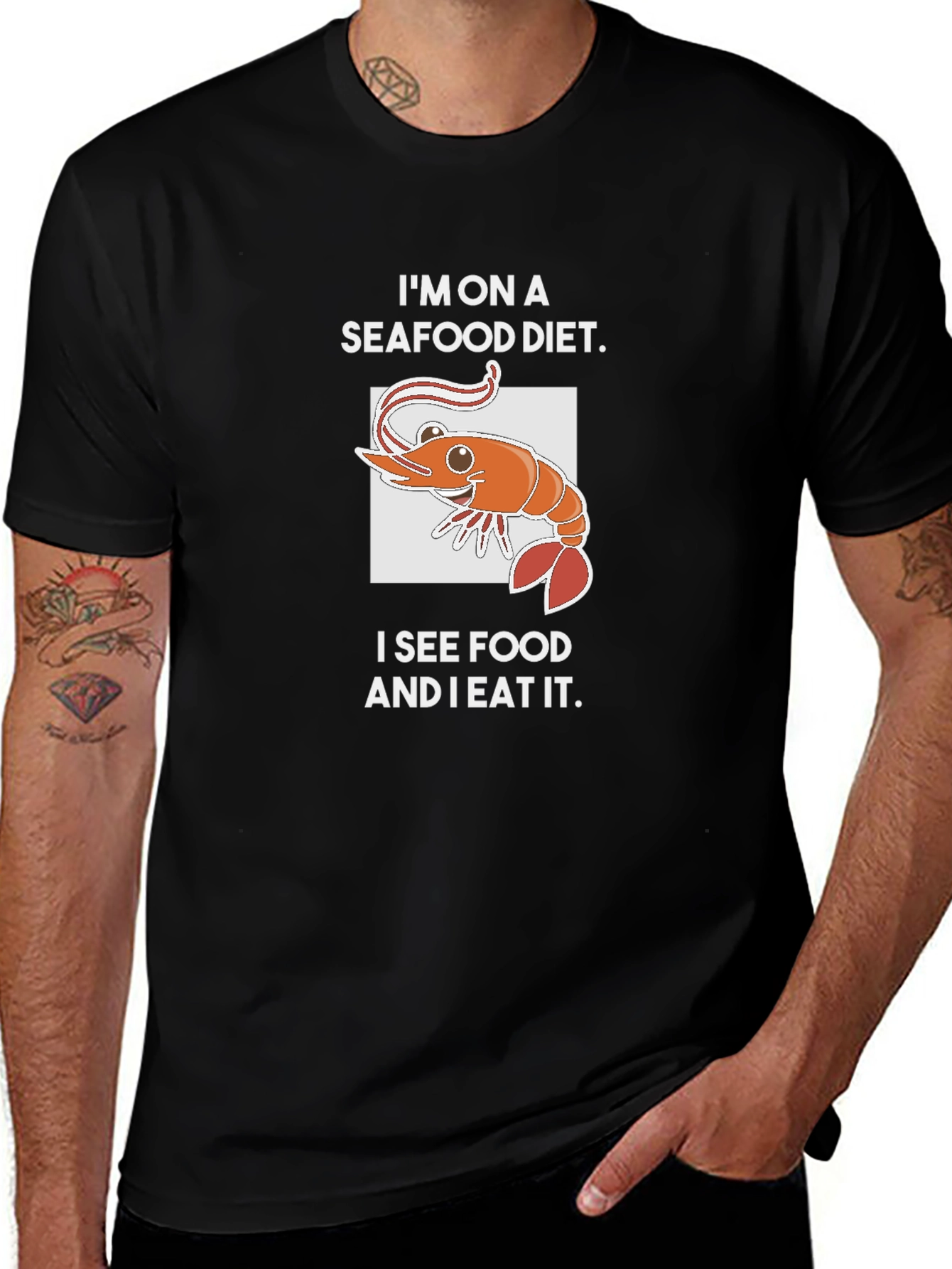 Seafood Diet T-Shirt - Funny Shrimp Graphic Tee