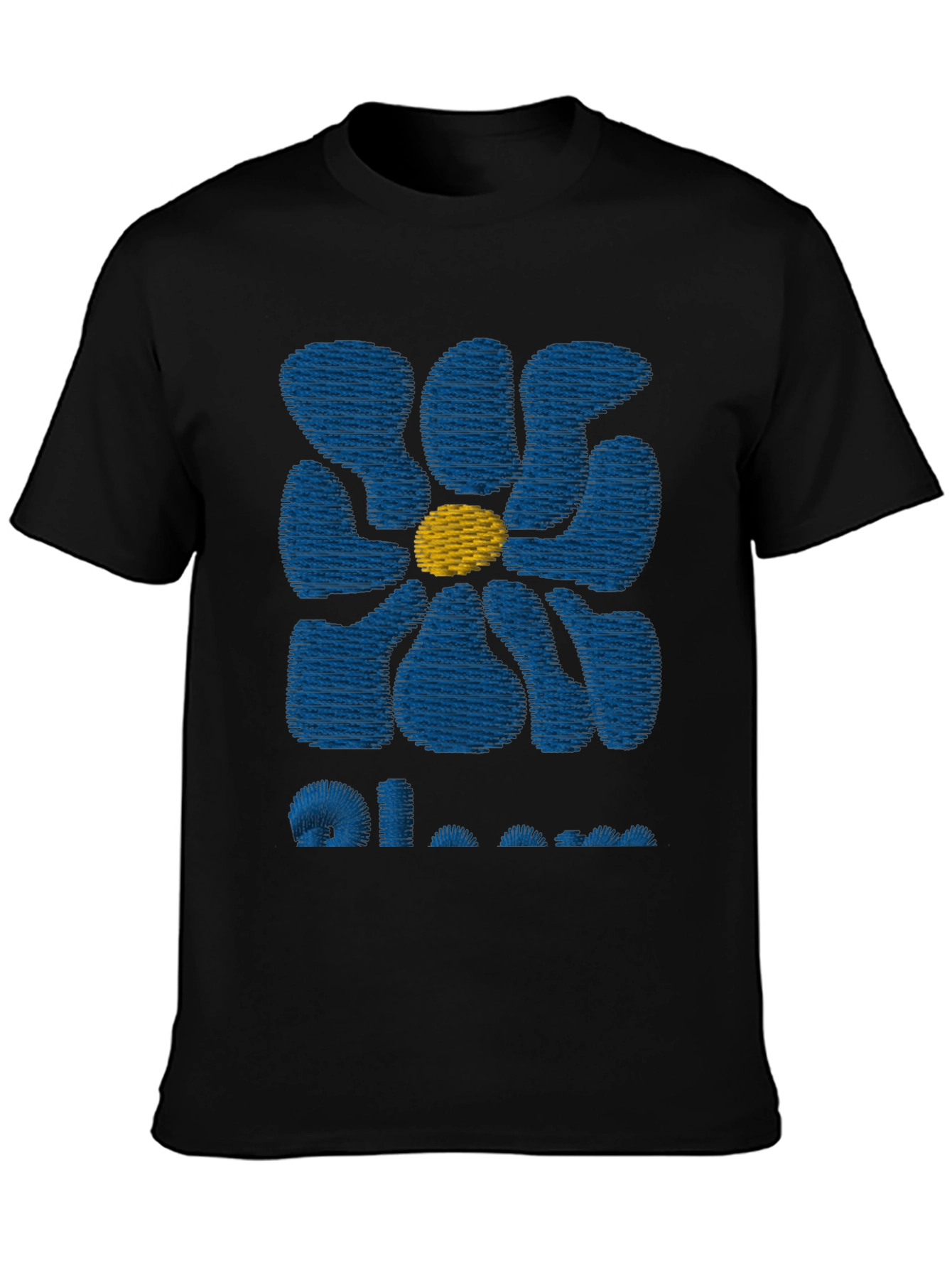 Retro Bloom Graphic Tee - Black Cotton T-Shirt