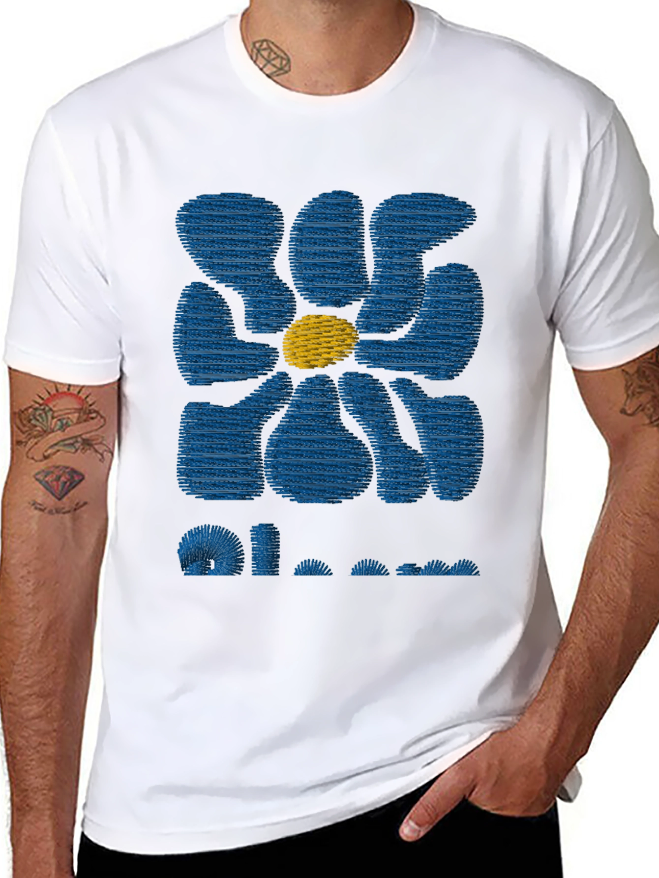 Retro Bloom Graphic Tee - Black Cotton T-Shirt