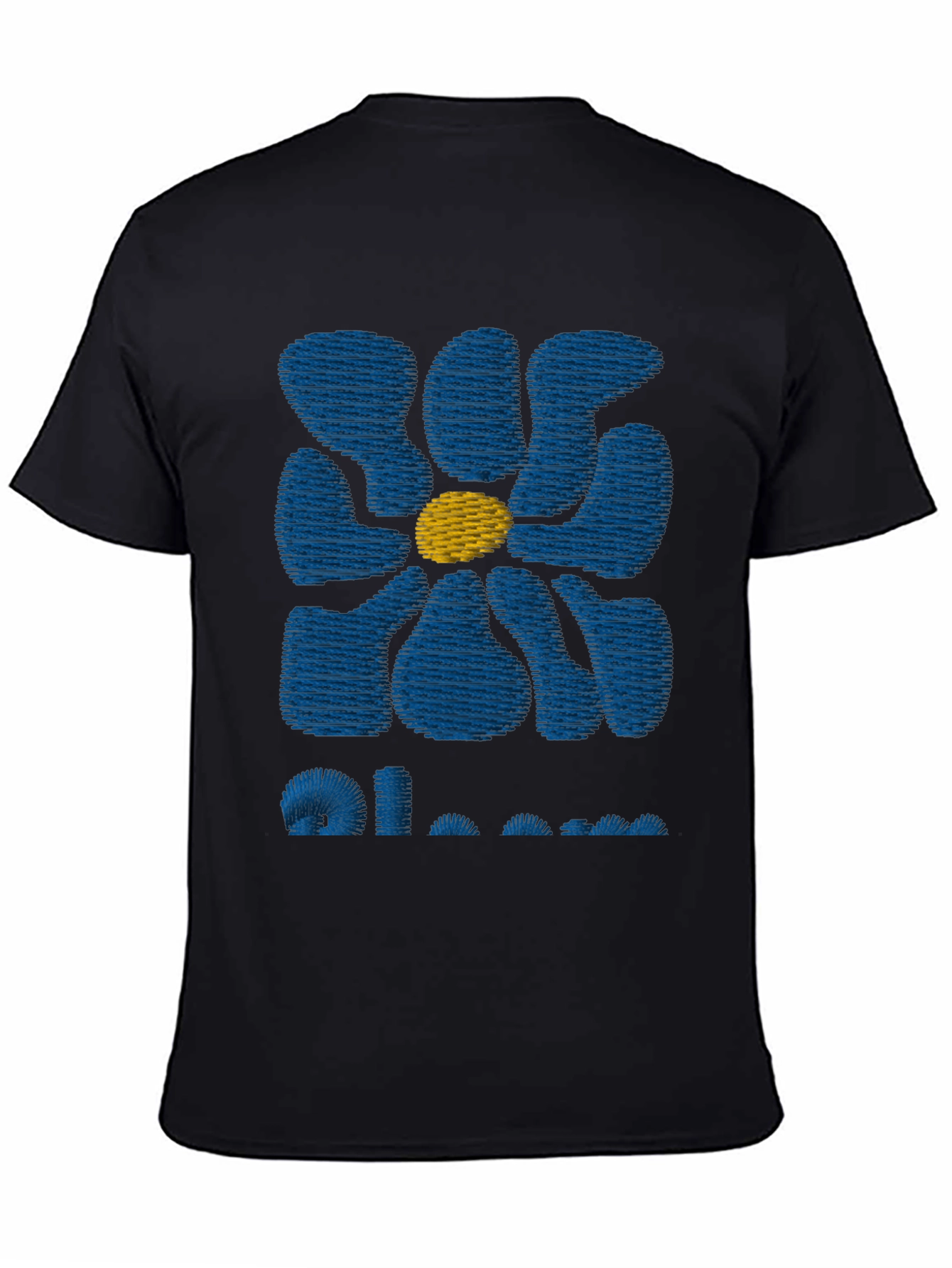 Retro Bloom Graphic Tee - Black Cotton T-Shirt