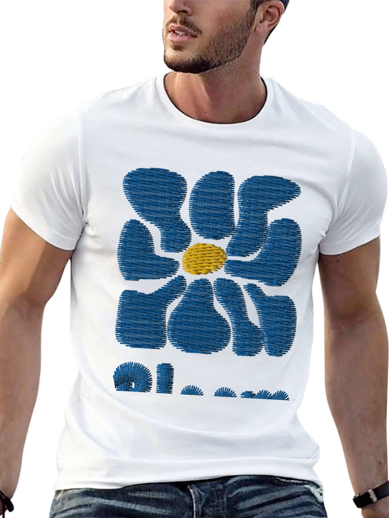 Retro Bloom Graphic Tee - Black Cotton T-Shirt