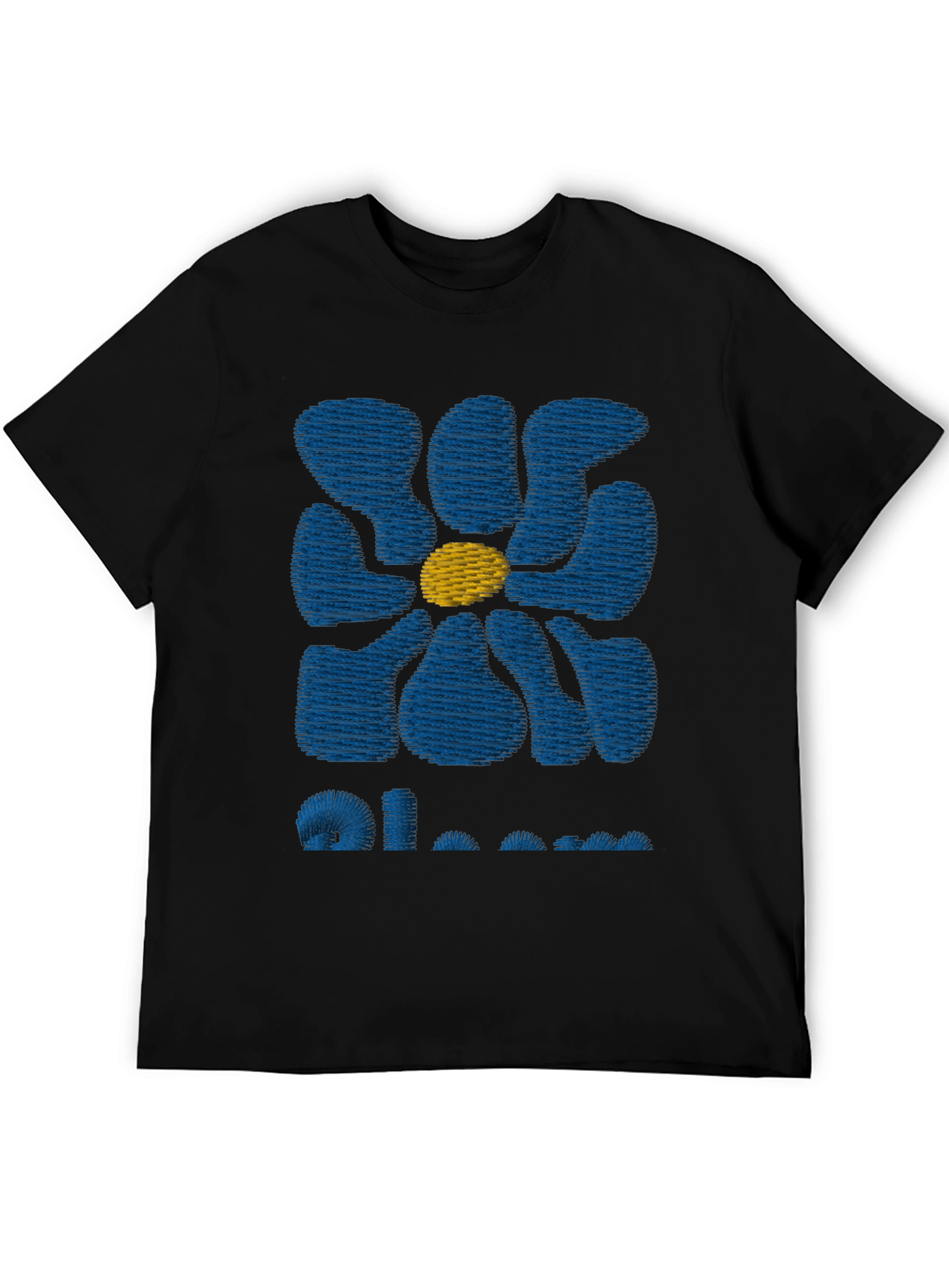 Retro Bloom Graphic Tee - Black Cotton T-Shirt