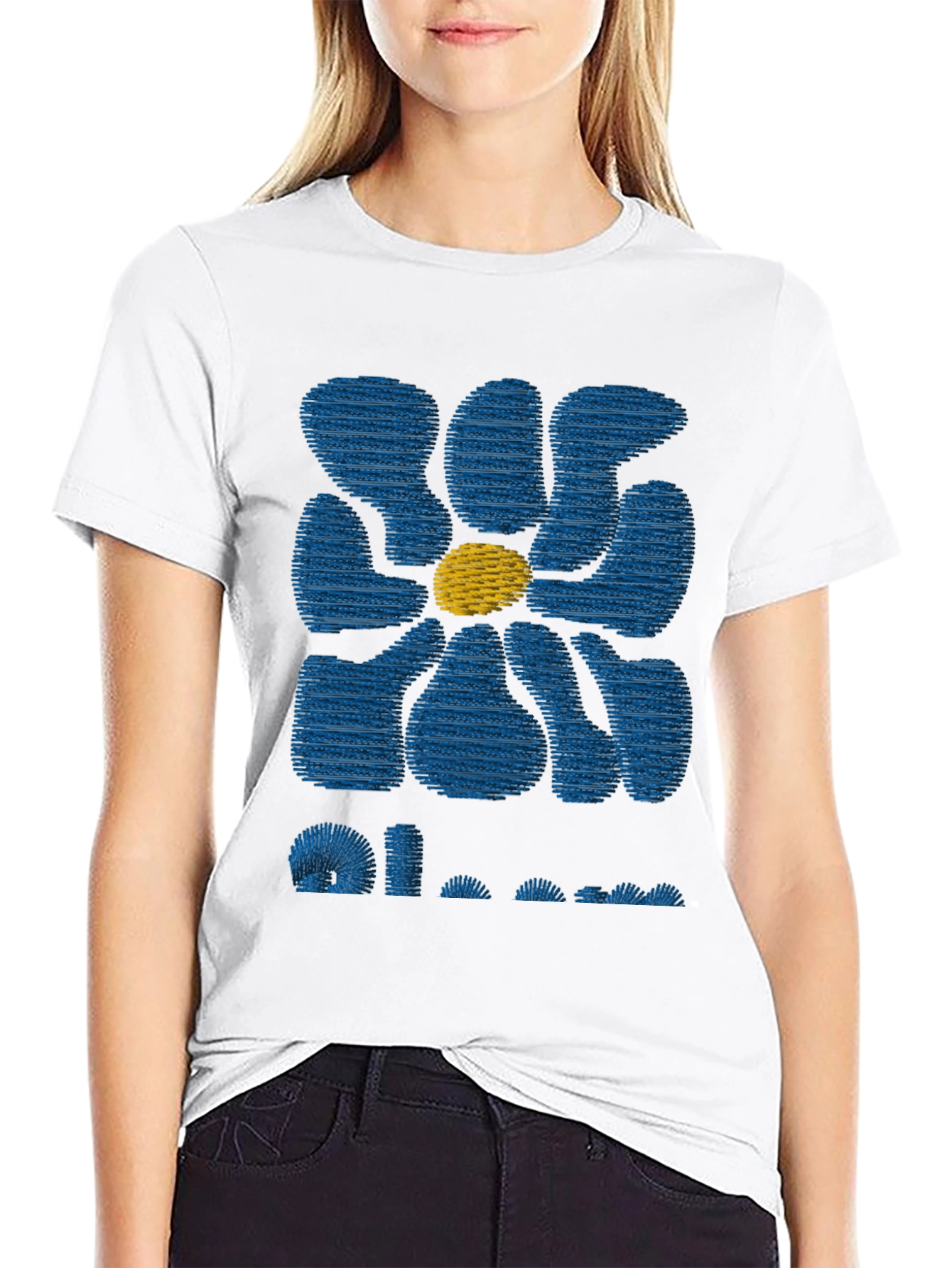 Retro Bloom Graphic Tee - Black Cotton T-Shirt