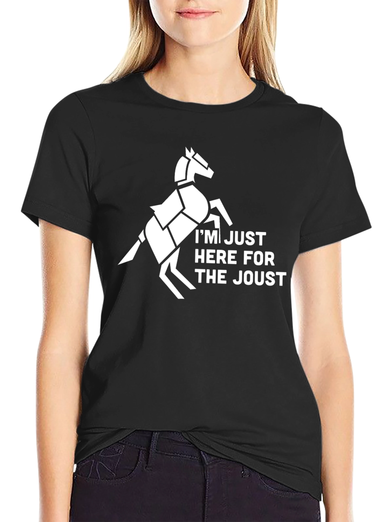 Jousting Horse Graphic Tee - Black Cotton T-Shirt