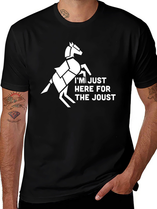 Jousting Horse Graphic Tee - Black Cotton T-Shirt