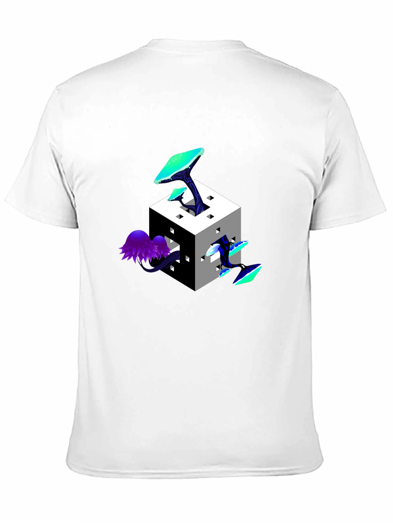 Mystic Cube Mushroom Graphic Tee - Trendy Black T-Shirt