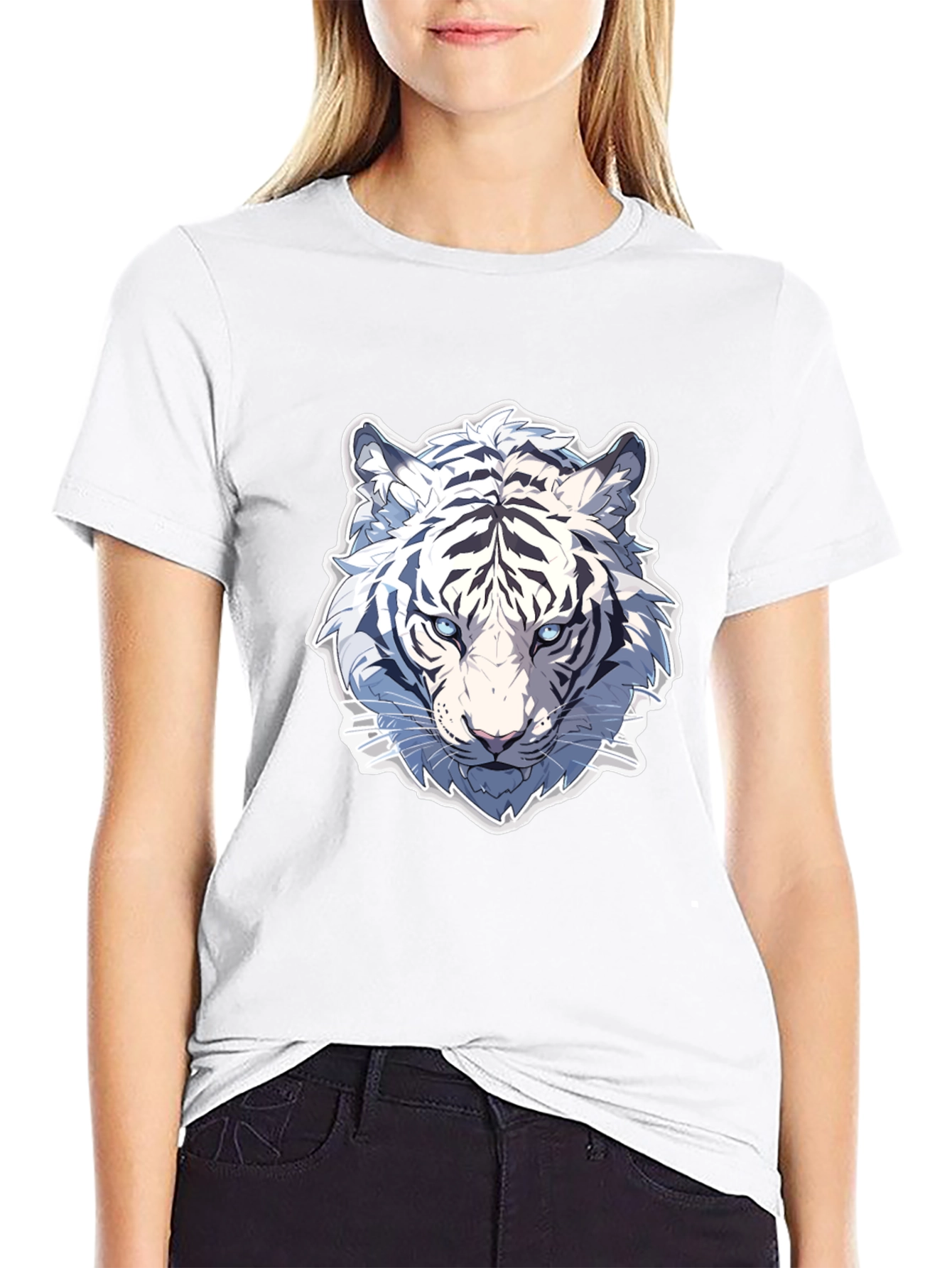White Tiger Graphic Tee - Stylish Black T-Shirt