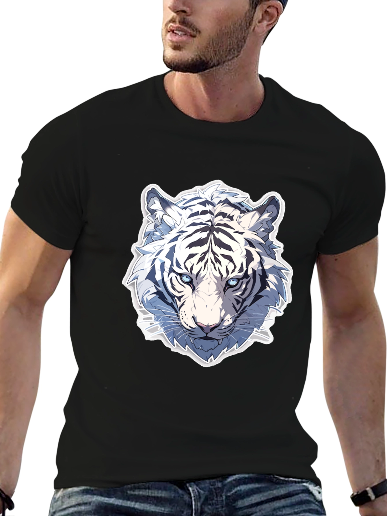 White Tiger Graphic Tee - Stylish Black T-Shirt