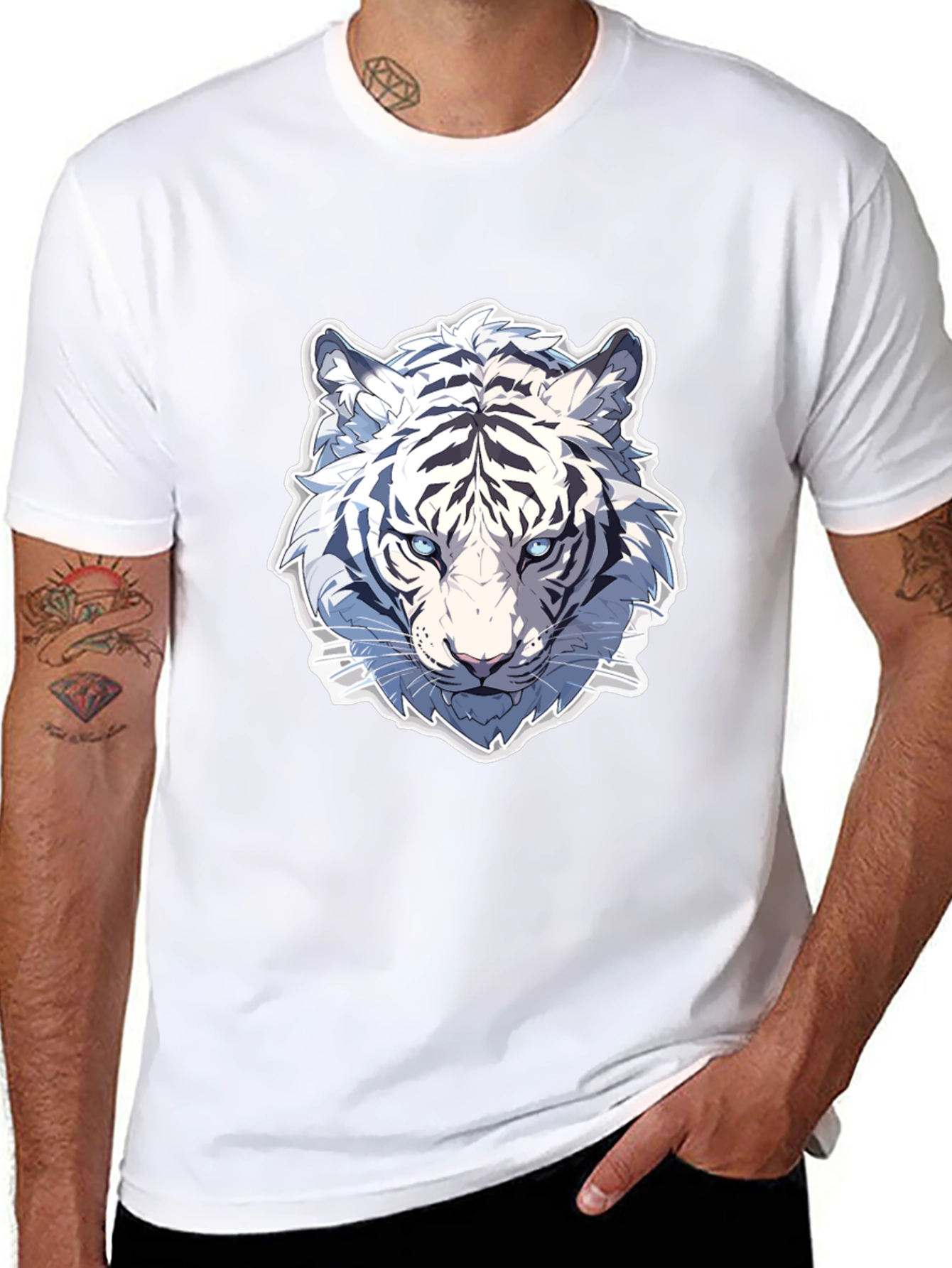 White Tiger Graphic Tee - Stylish Black T-Shirt