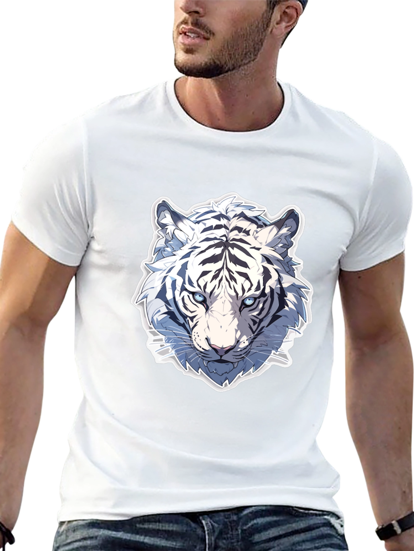 White Tiger Graphic Tee - Stylish Black T-Shirt