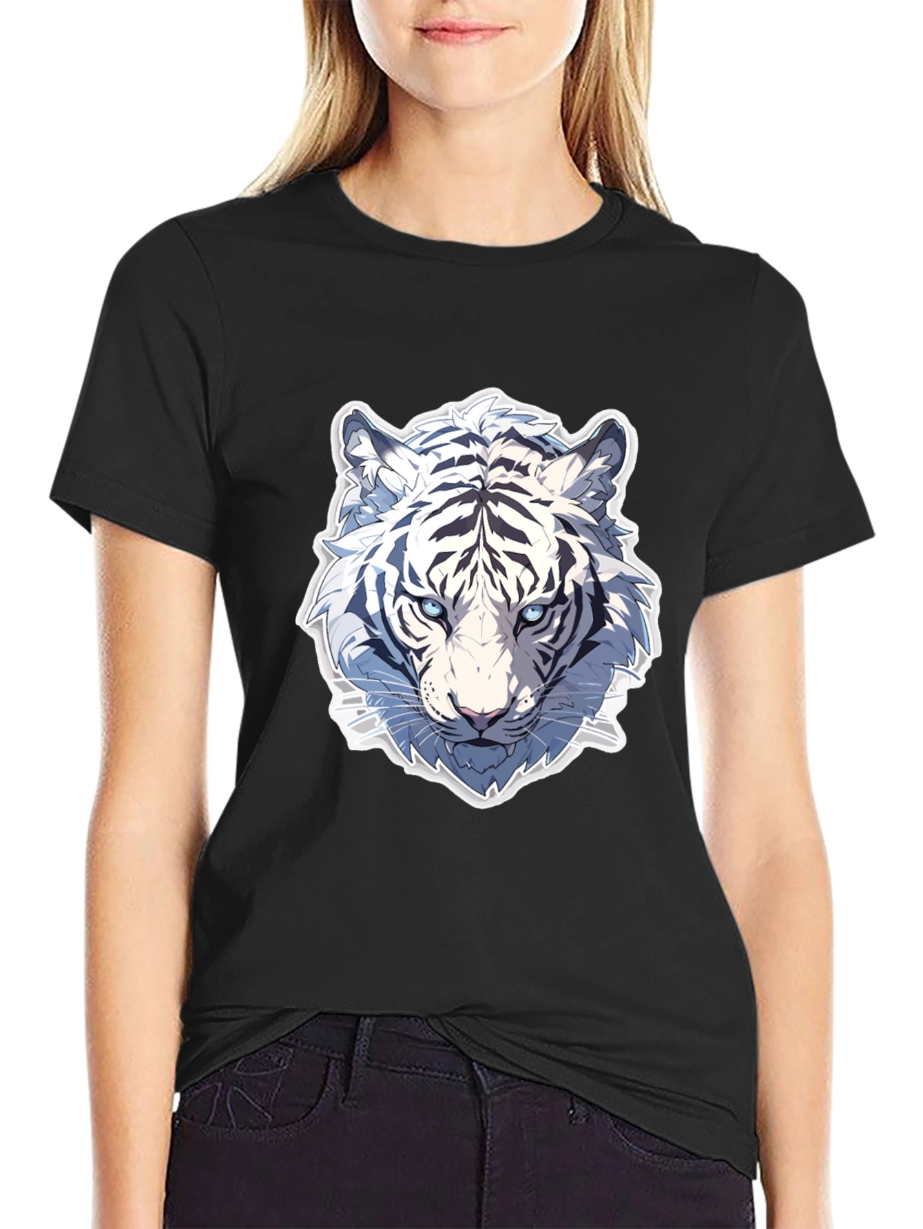 White Tiger Graphic Tee - Stylish Black T-Shirt