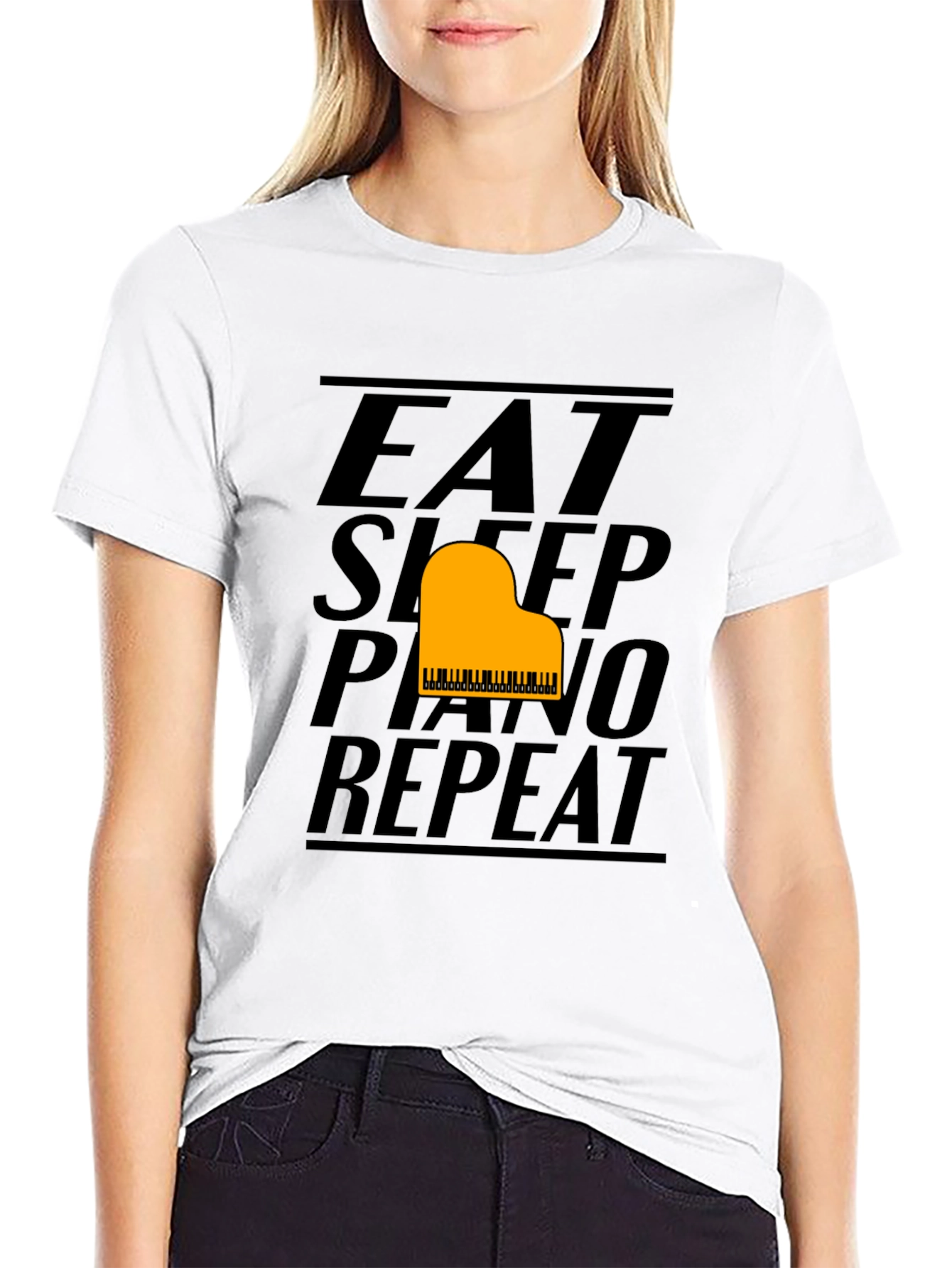 Eat Sleep Piano Repeat Black Graphic Tee