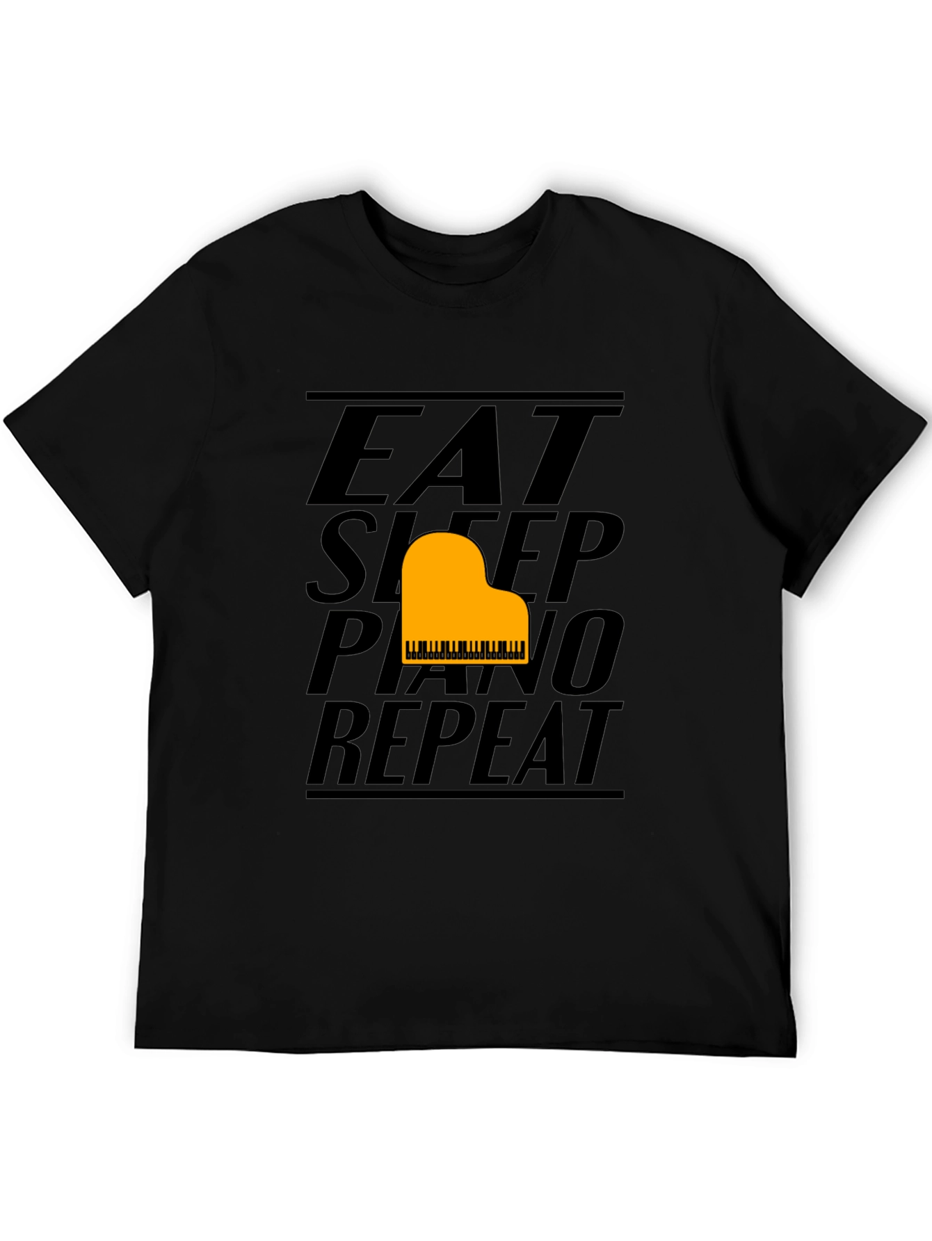 Eat Sleep Piano Repeat Black Graphic Tee