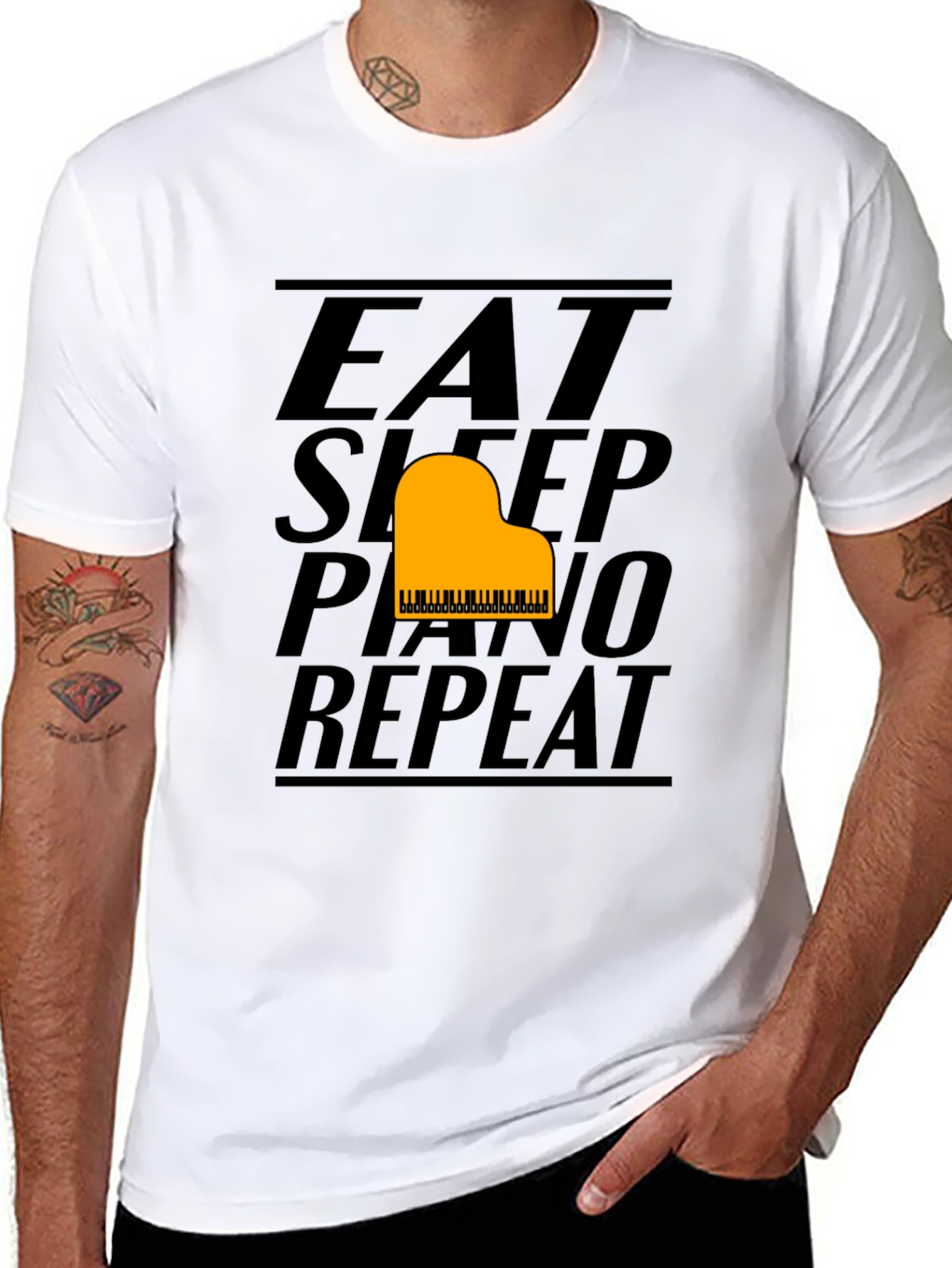 Eat Sleep Piano Repeat Black Graphic Tee