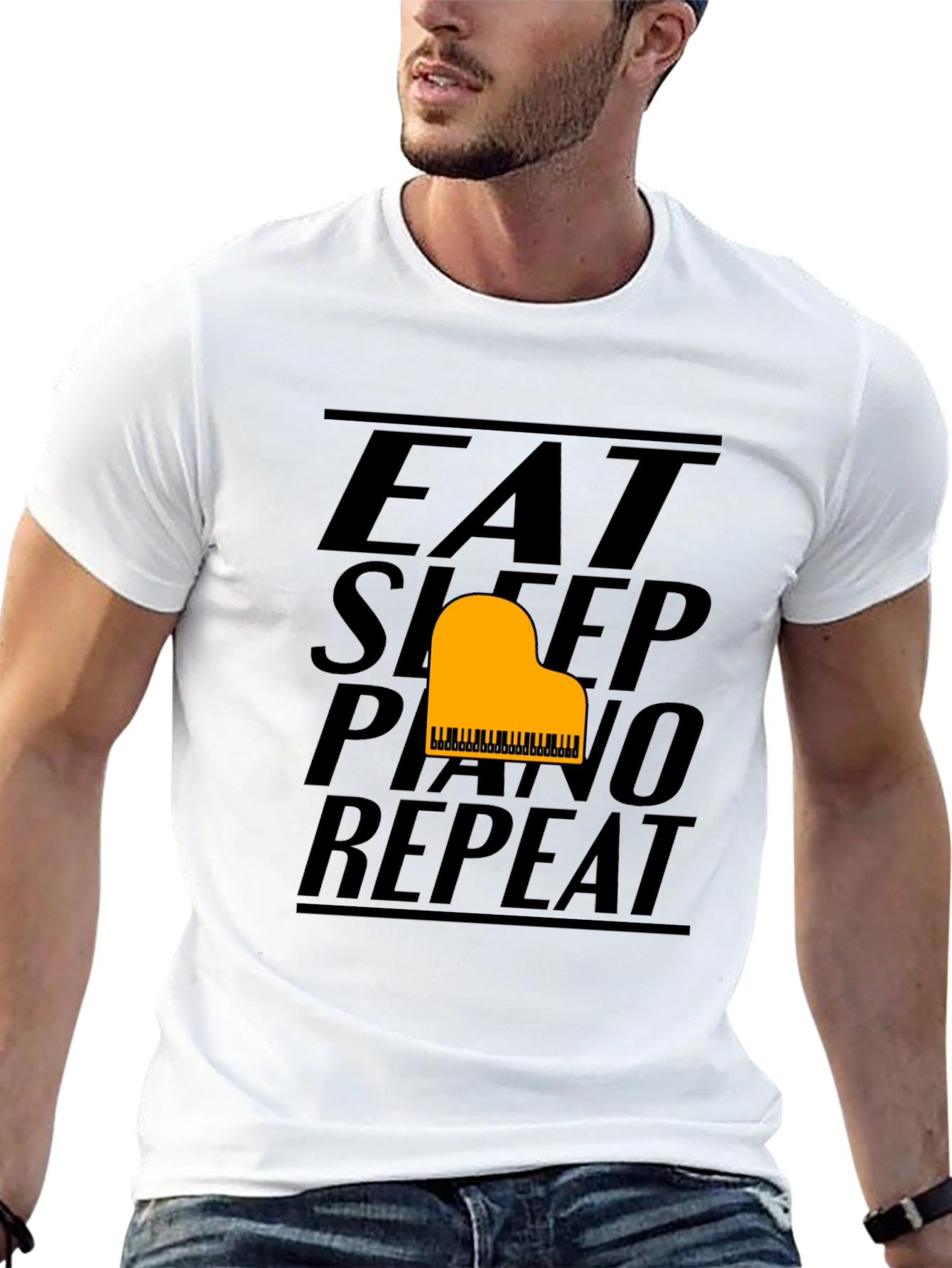 Eat Sleep Piano Repeat Black Graphic Tee