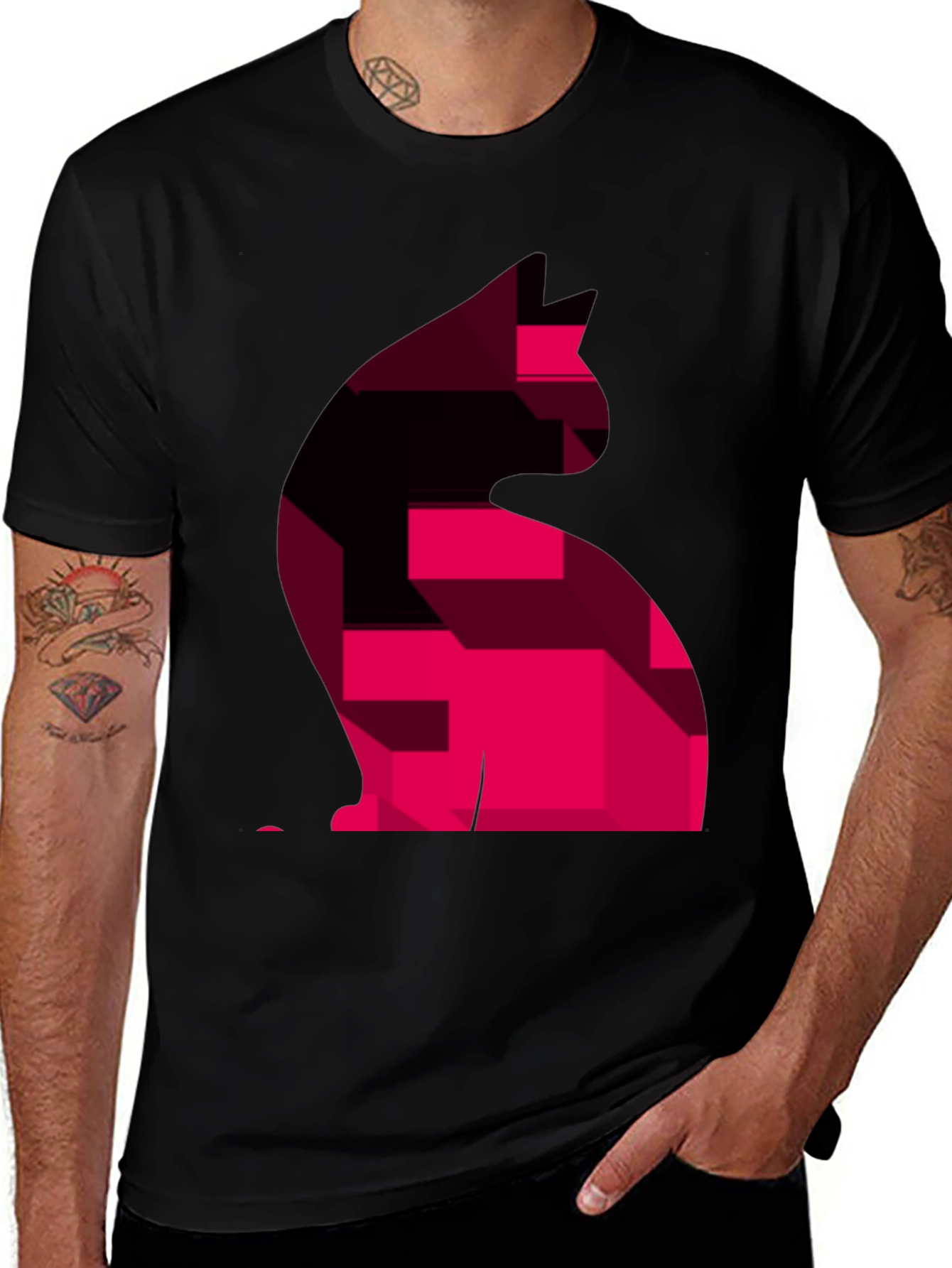 Abstract Cat Graphic Mens T-Shirt