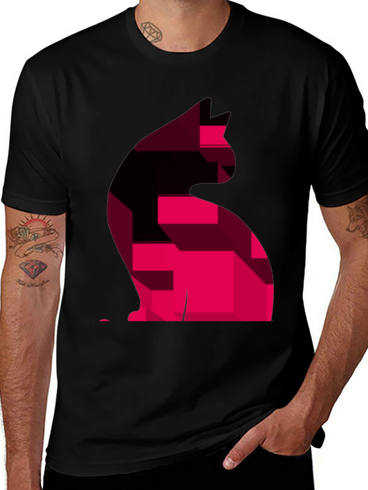 Abstract Cat Graphic Mens T-Shirt